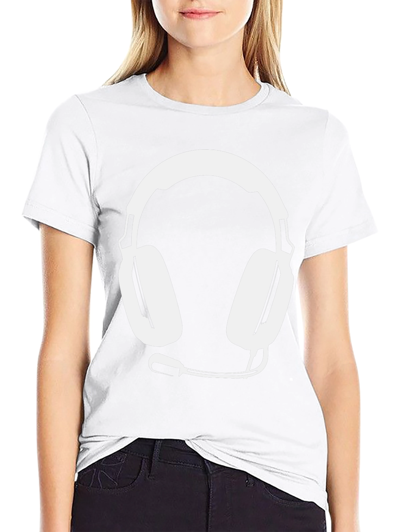 Gamer Style Black Tee with Headset Graphic