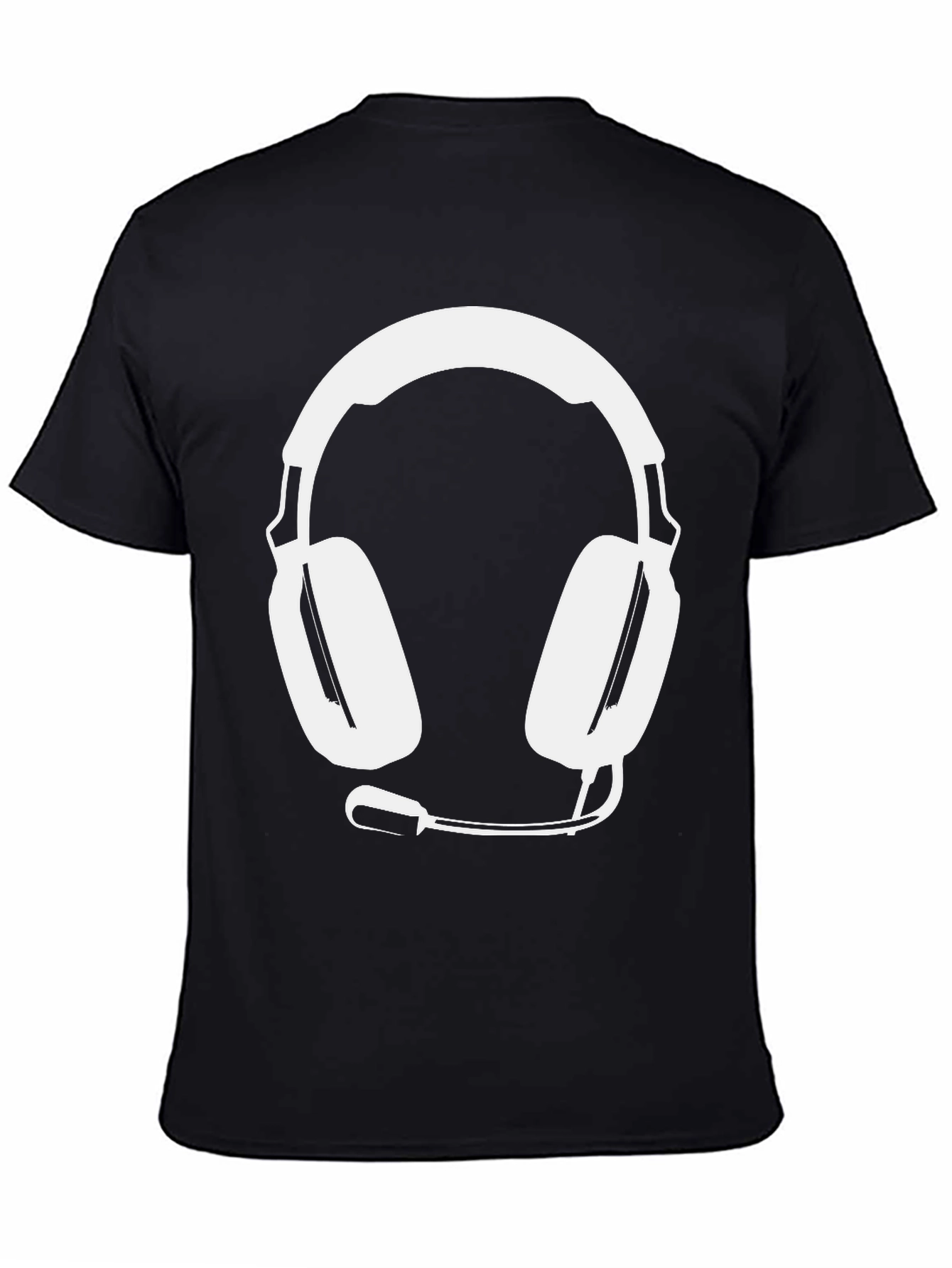 Gamer Style Black Tee with Headset Graphic