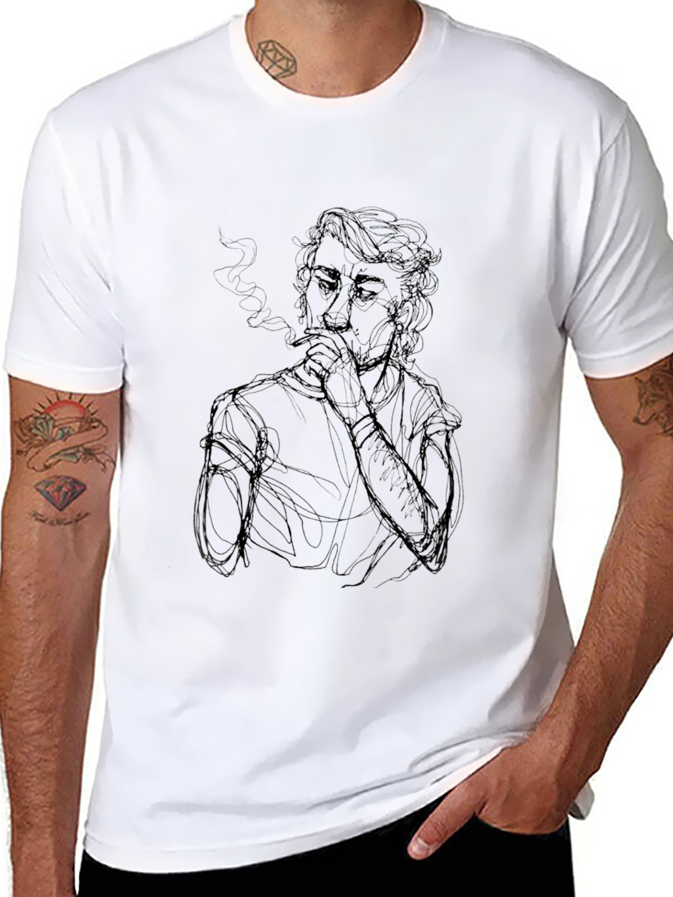 Smoking Silhouette Graphic Tee - Black T-Shirt