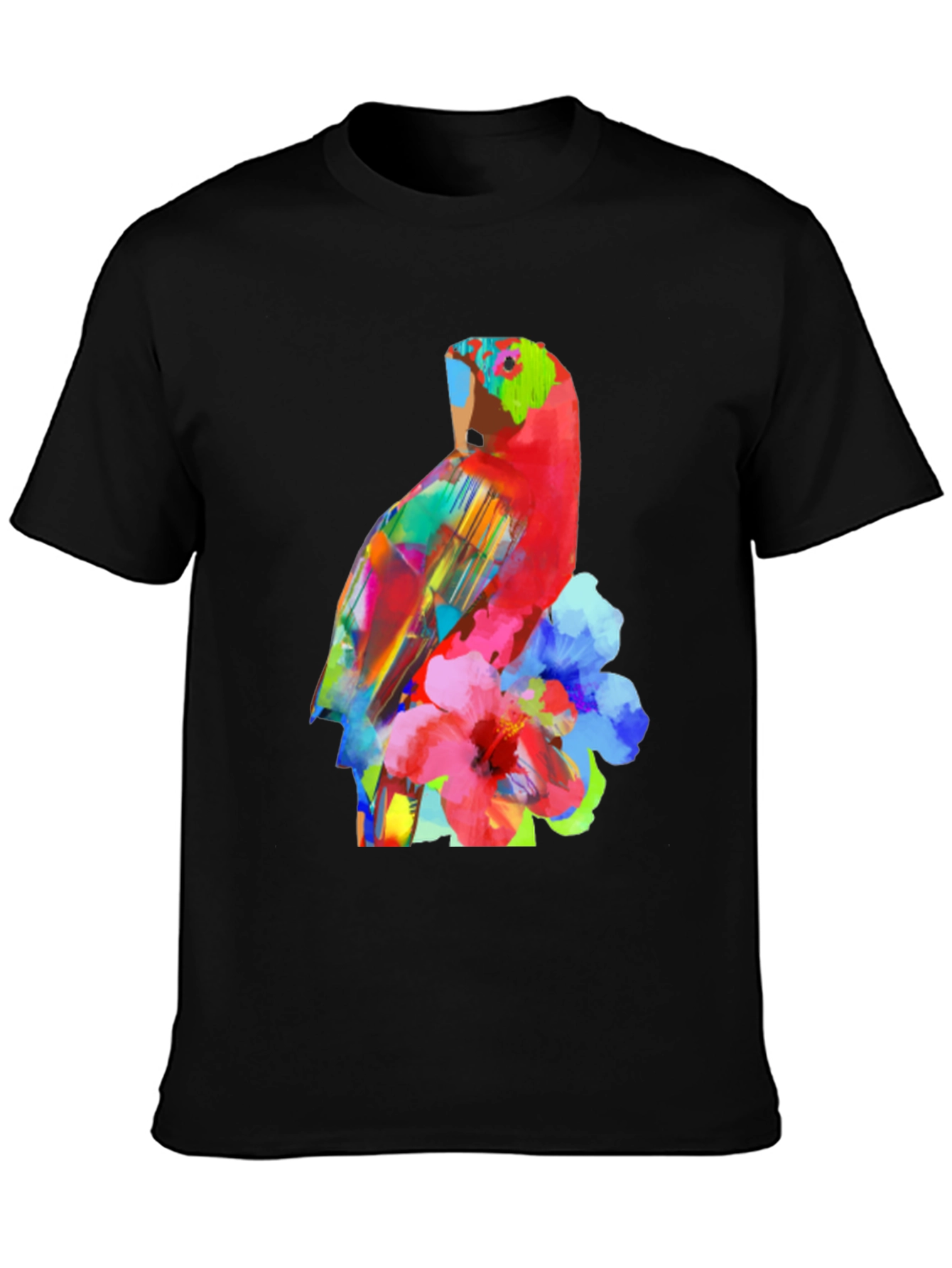 Vibrant Parrot Graphic Tee - Unique Floral Design