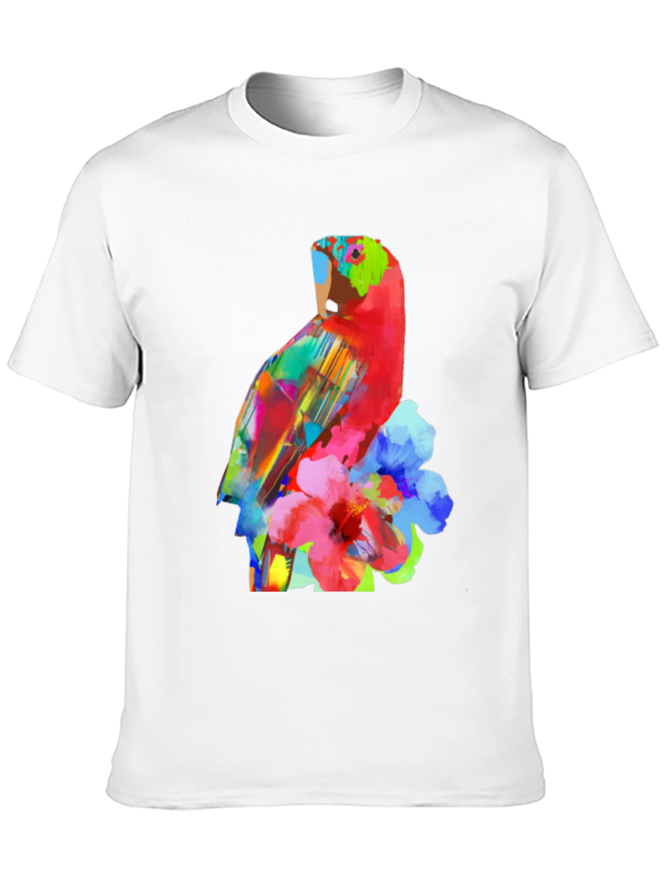 Vibrant Parrot Graphic Tee - Unique Floral Design