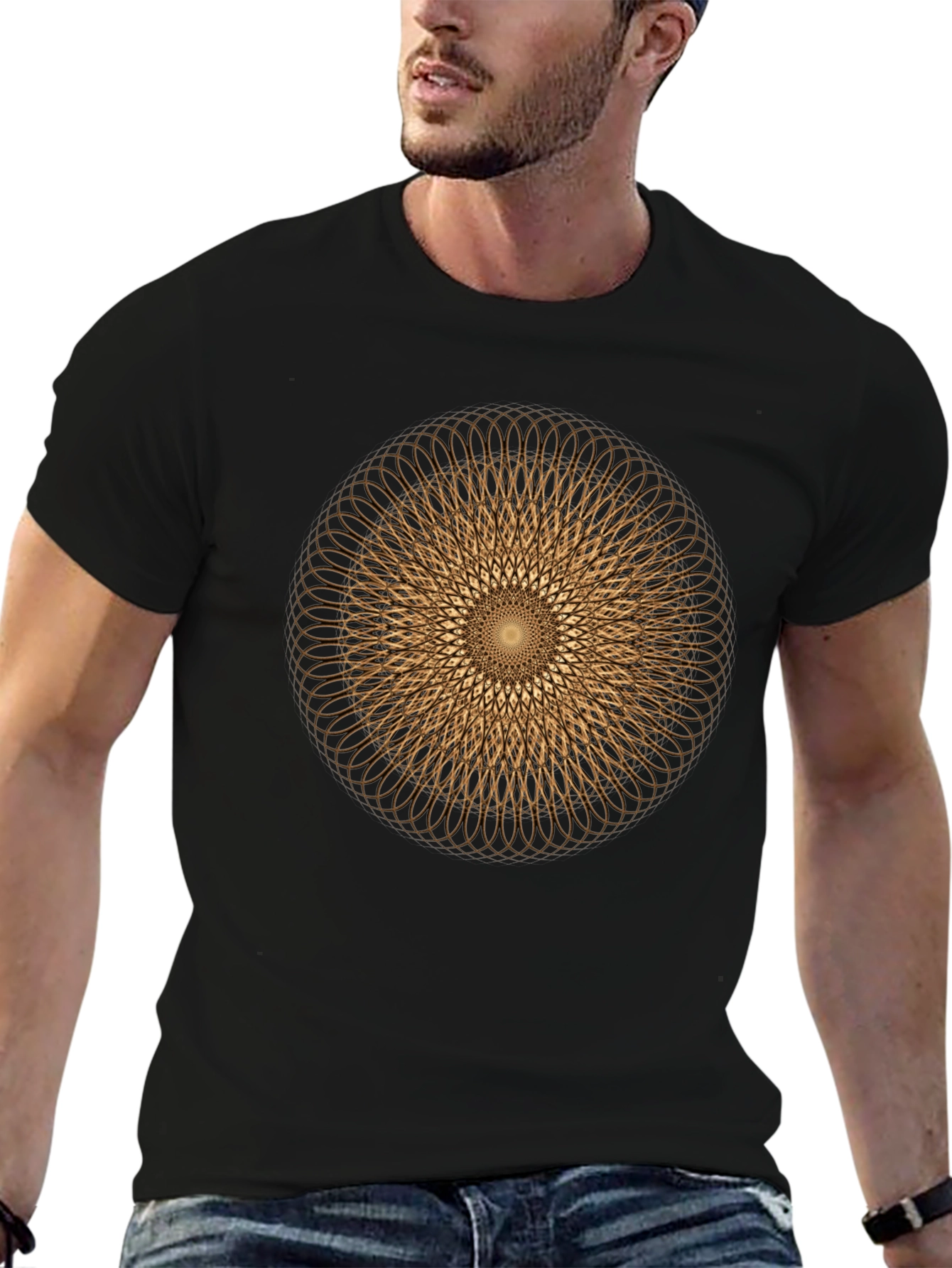 Geometric Circle Design Tee - Modern Graphic Print Shirt