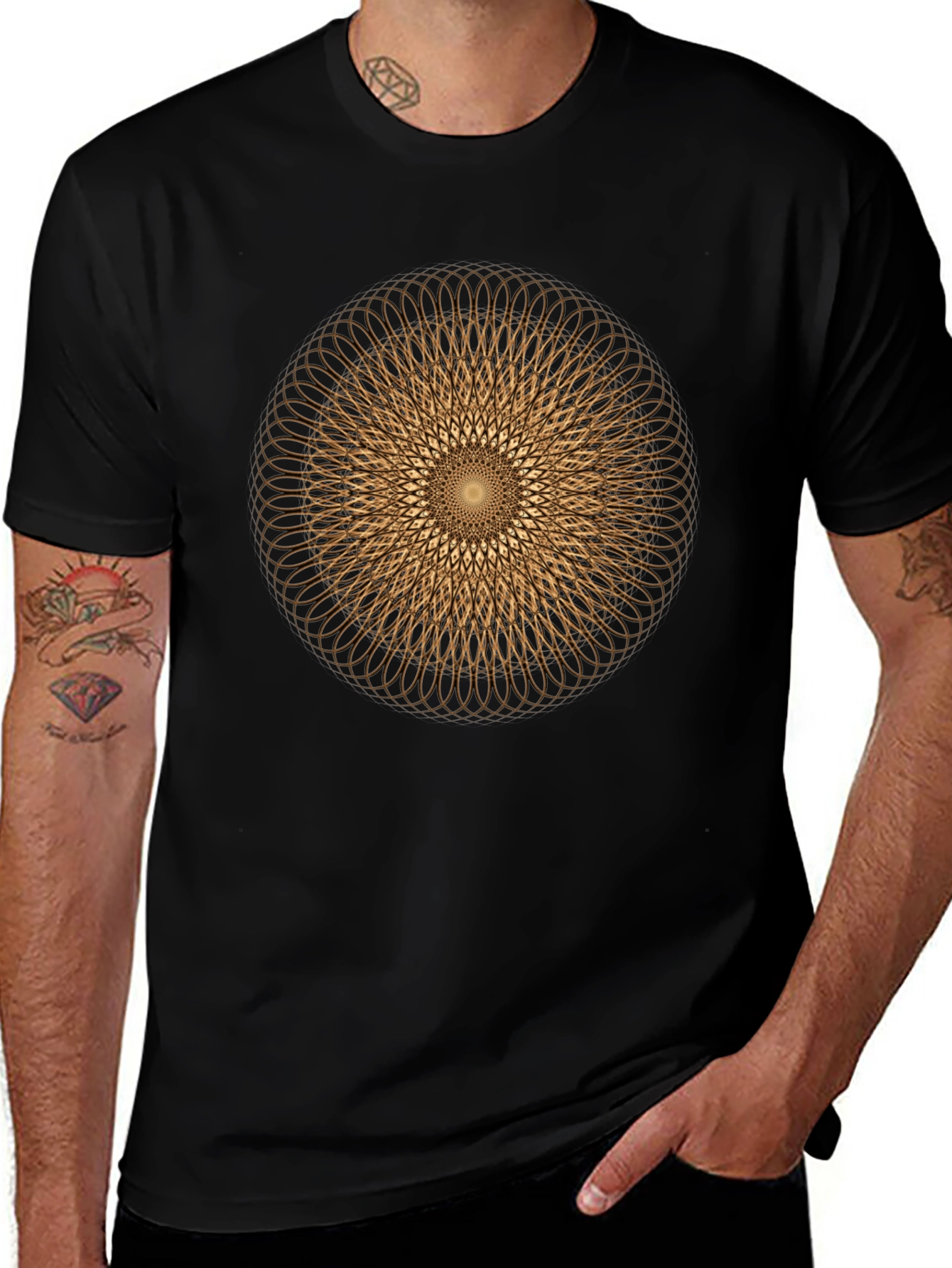 Geometric Circle Design Tee - Modern Graphic Print Shirt