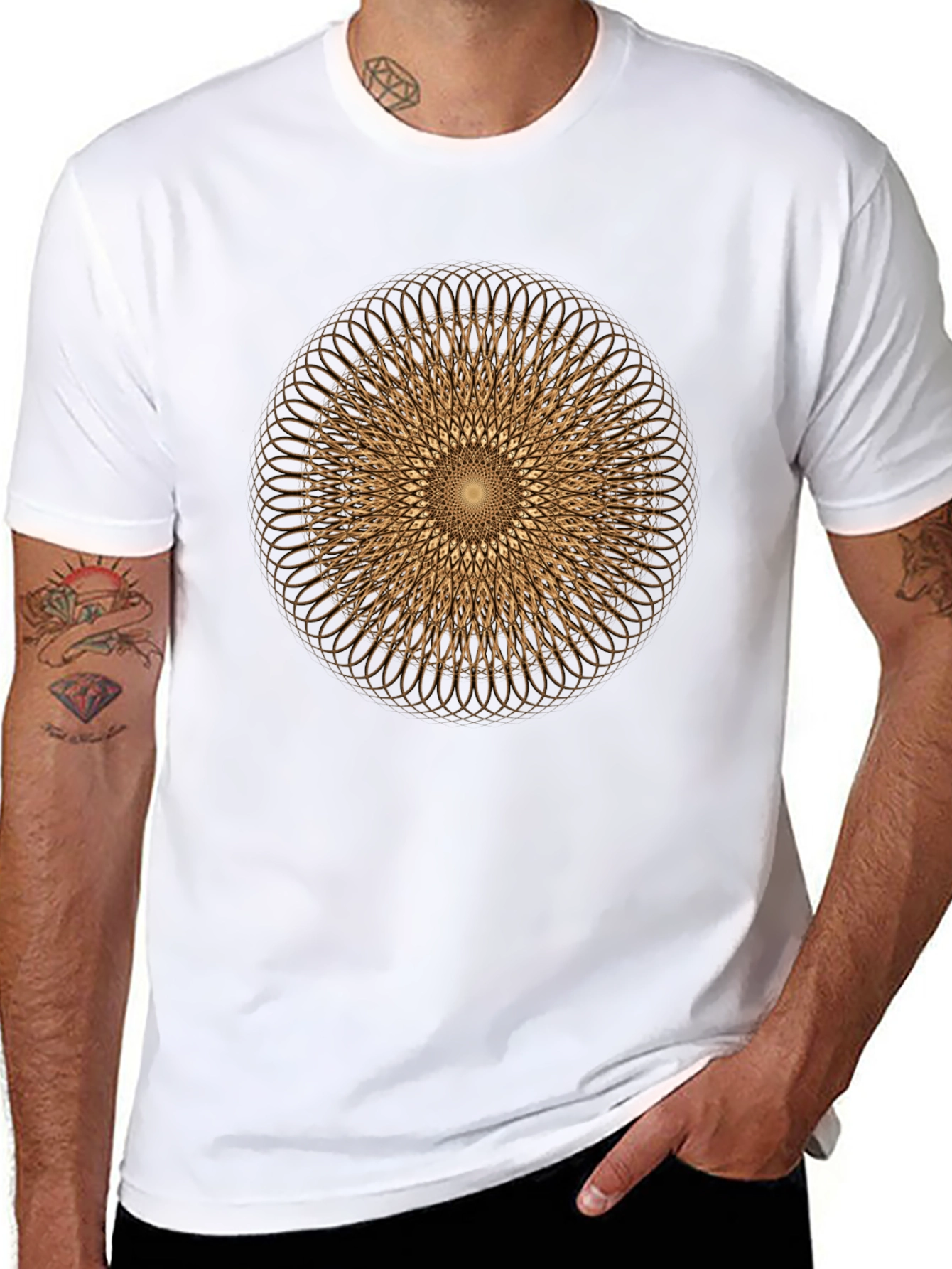 Geometric Circle Design Tee - Modern Graphic Print Shirt