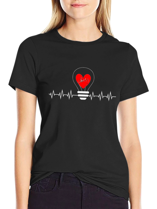 Heartbeat Love Bulb Graphic T-Shirt