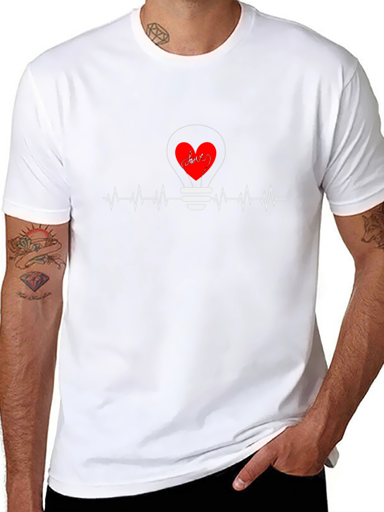 Heartbeat Love Bulb Graphic T-Shirt