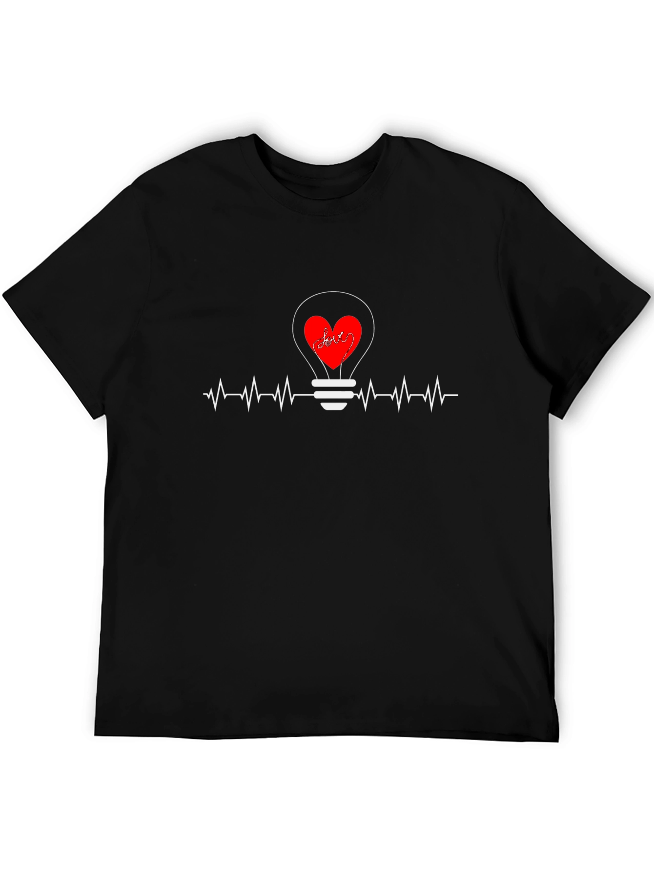 Heartbeat Love Bulb Graphic T-Shirt