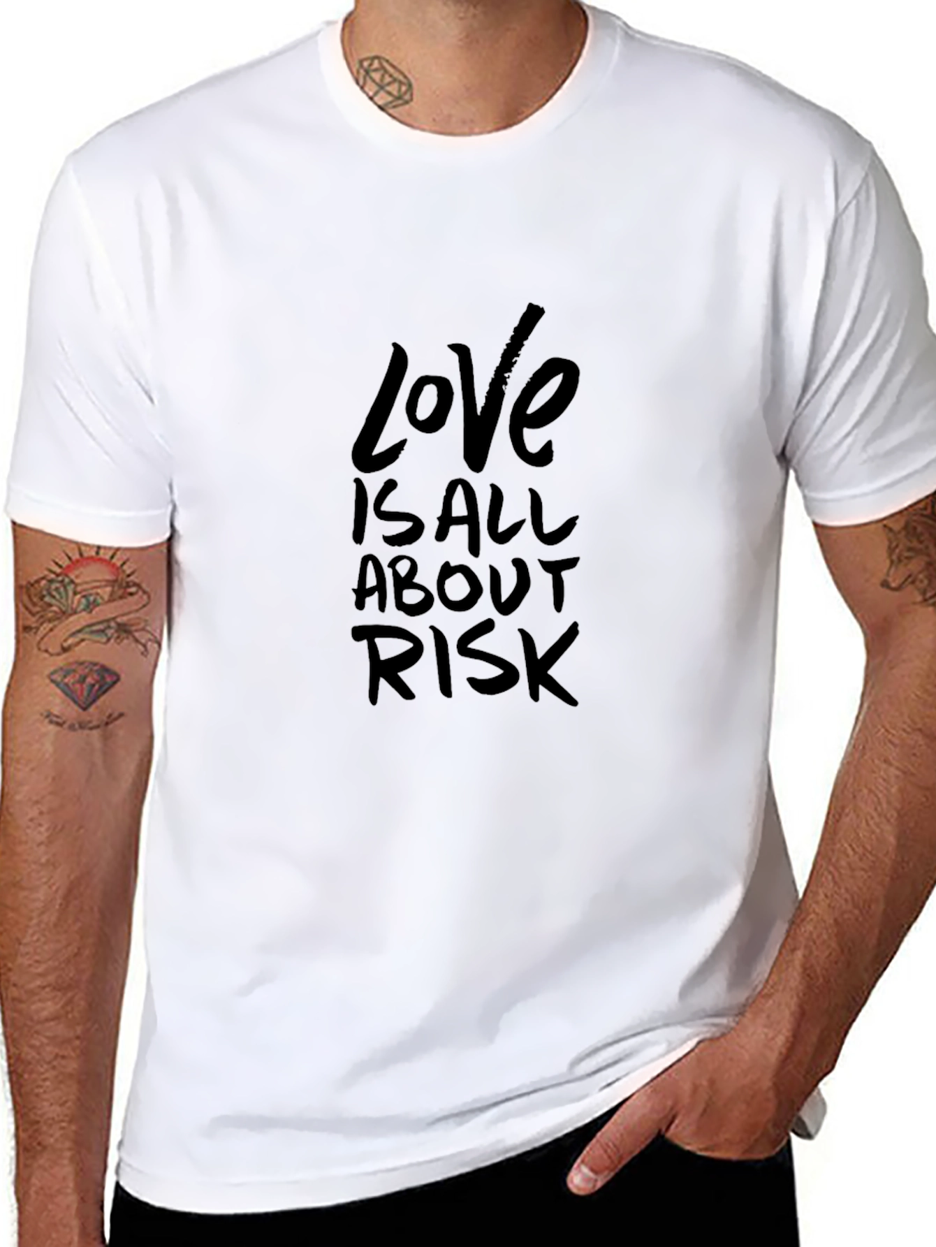 Love is All About Risk Black Graphic Tee
