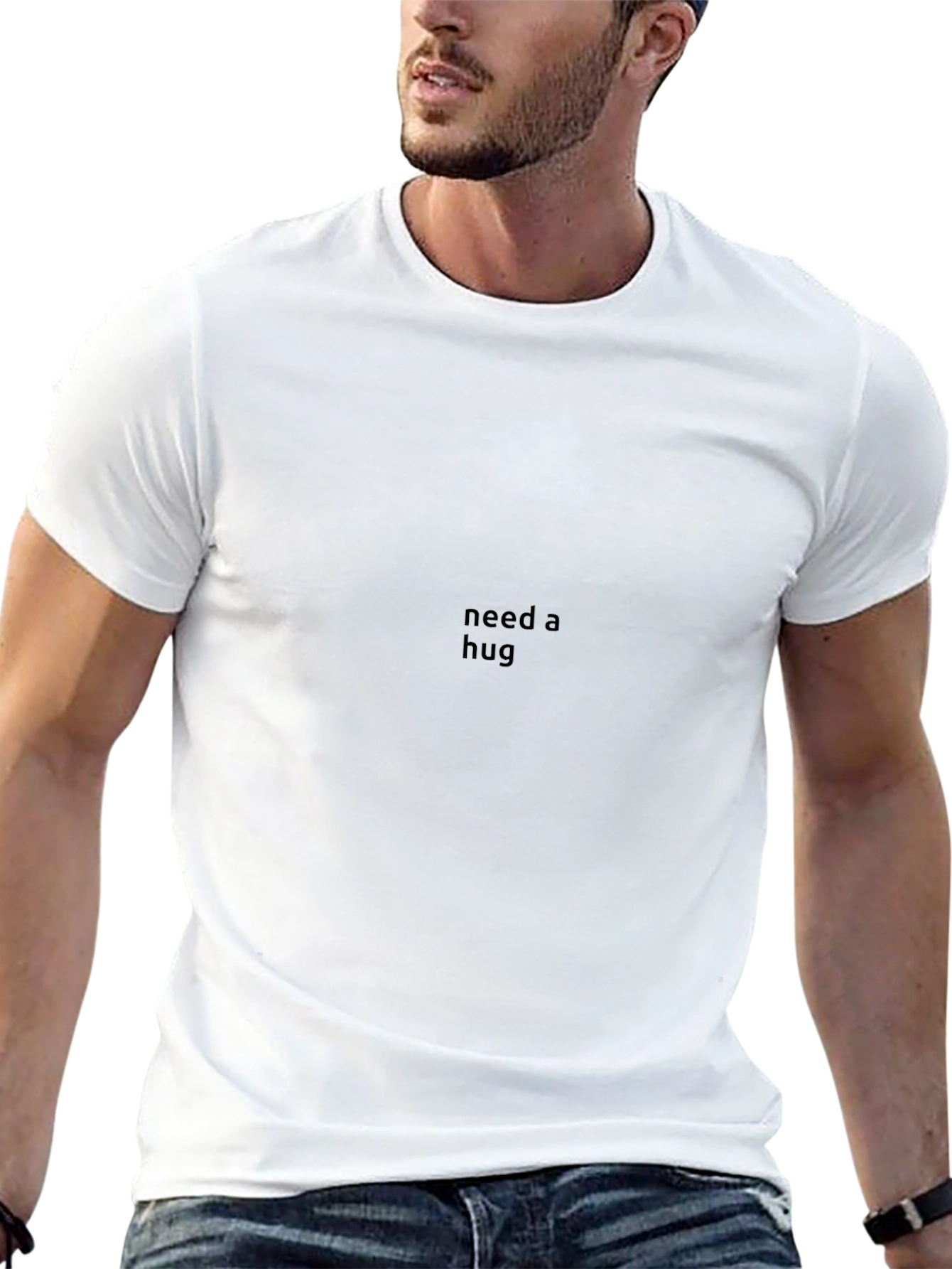 Need A Hug Black Tee - Soft & Stylish