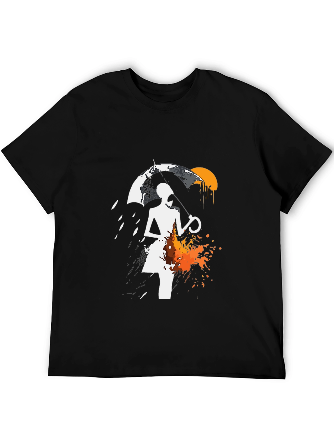 Abstract Umbrella Graphic Tee - Black Cotton Blend
