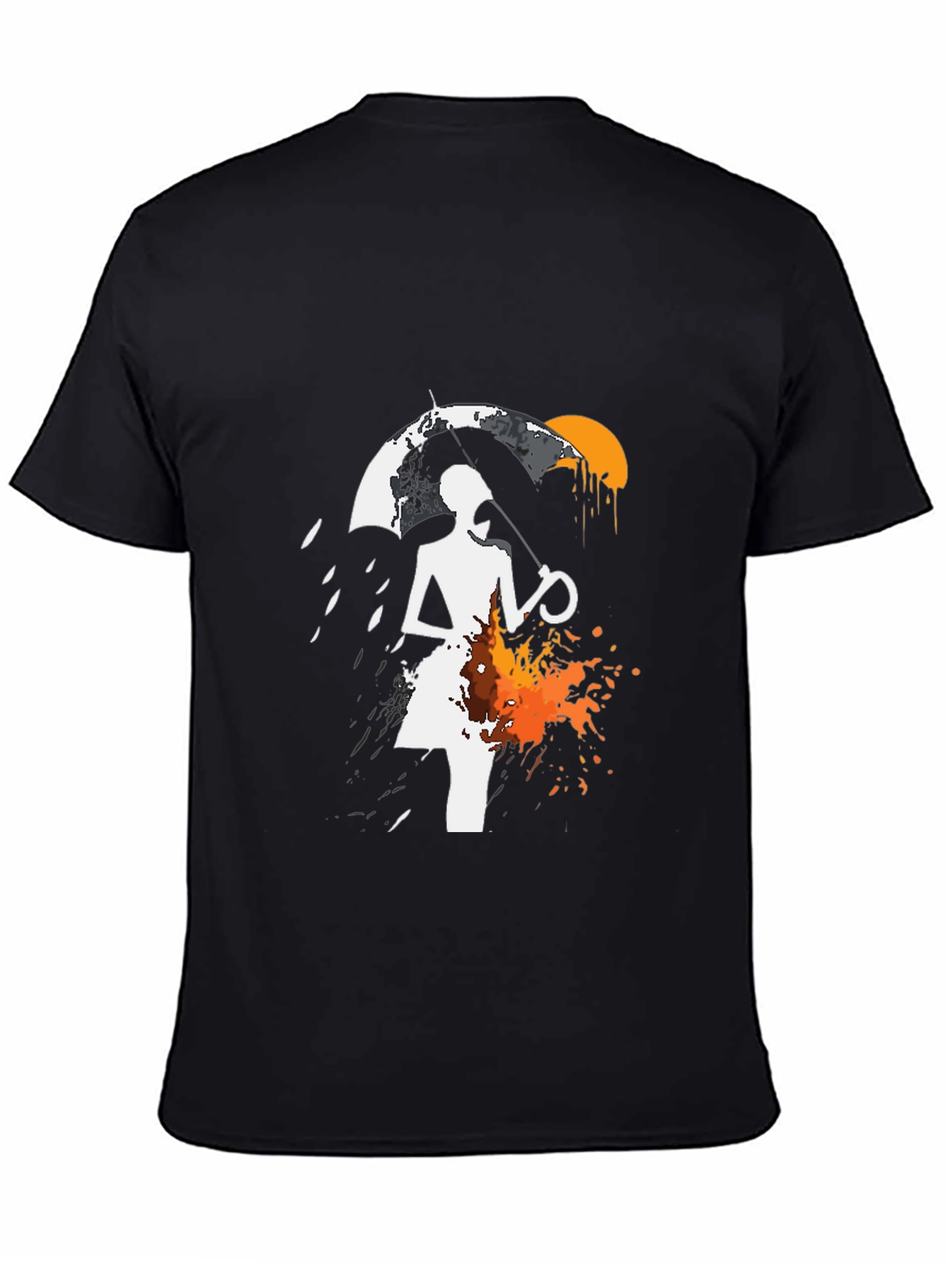 Abstract Umbrella Graphic Tee - Black Cotton Blend