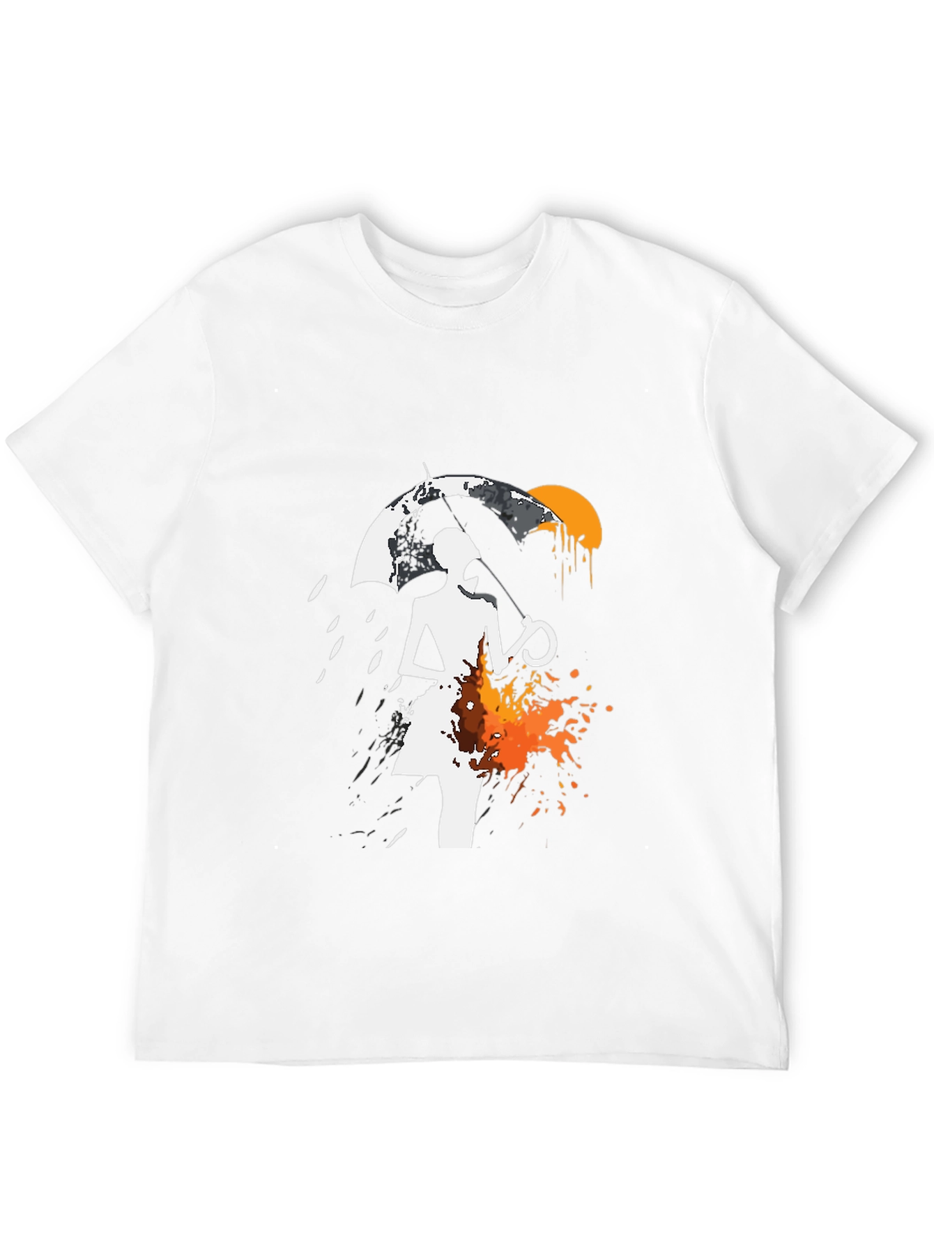 Abstract Umbrella Graphic Tee - Black Cotton Blend