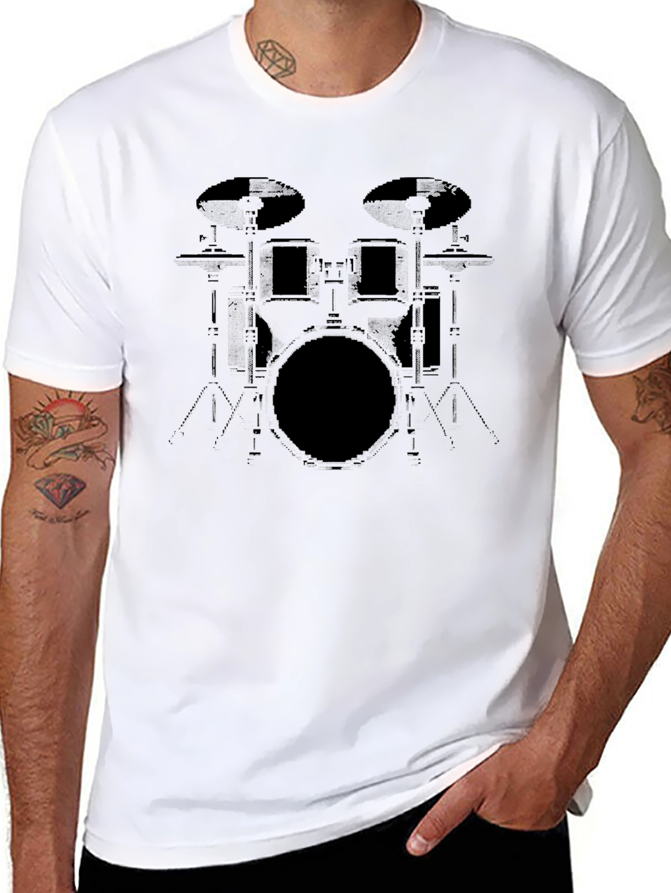 Drum Kit Graphic Tee - Musicians Black T-Shirt