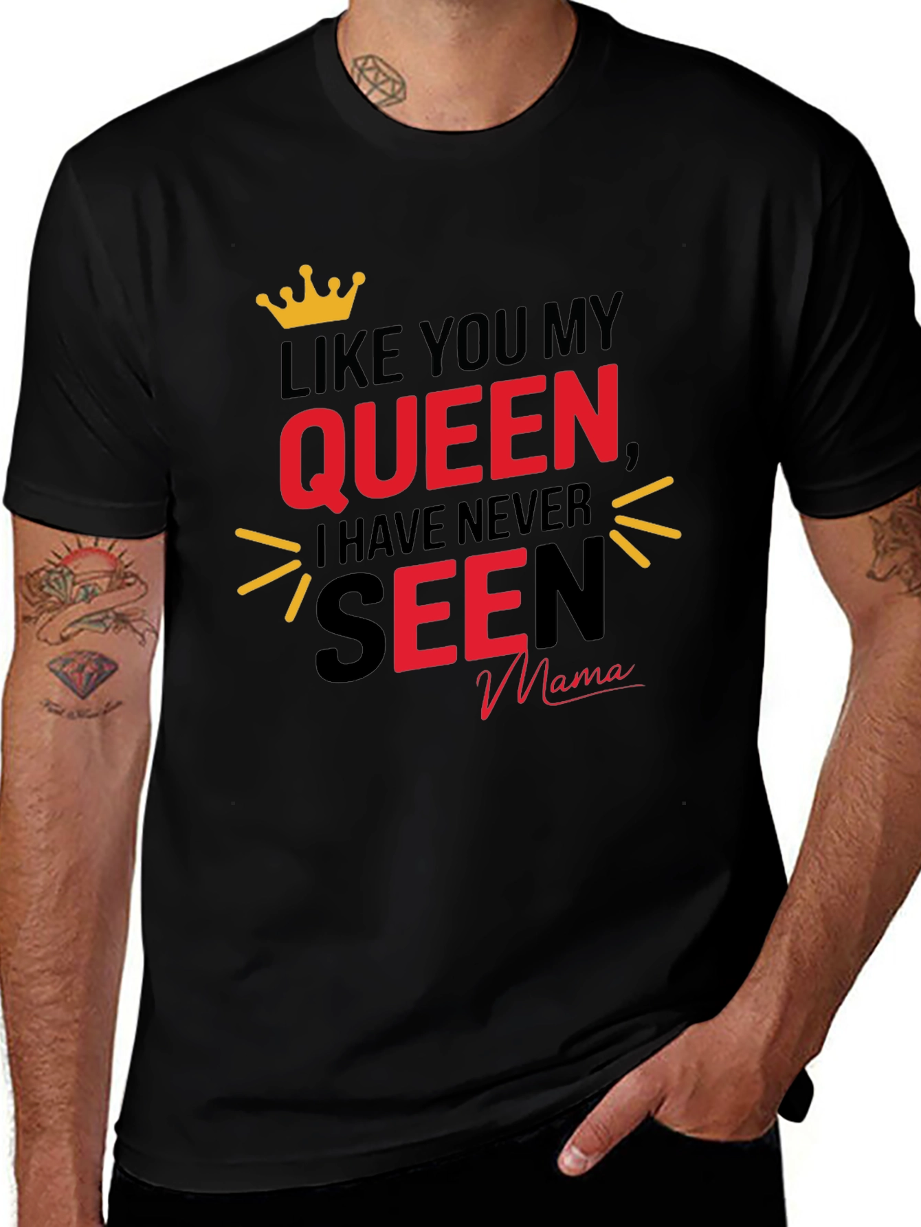 Queen Mama Graphic Tee - Black Crew Neck