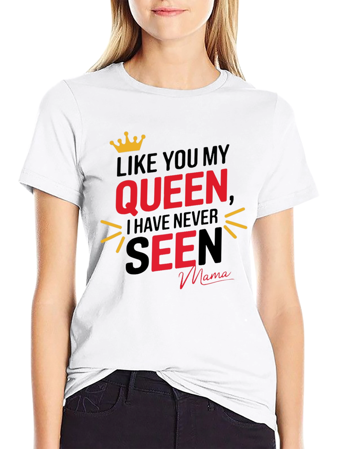 Queen Mama Graphic Tee - Black Crew Neck