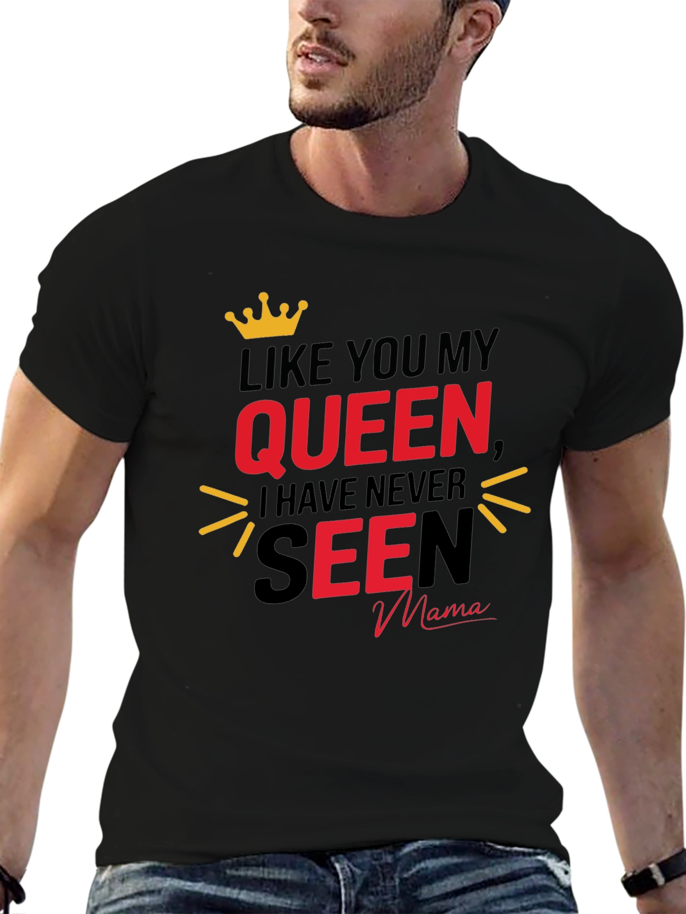 Queen Mama Graphic Tee - Black Crew Neck