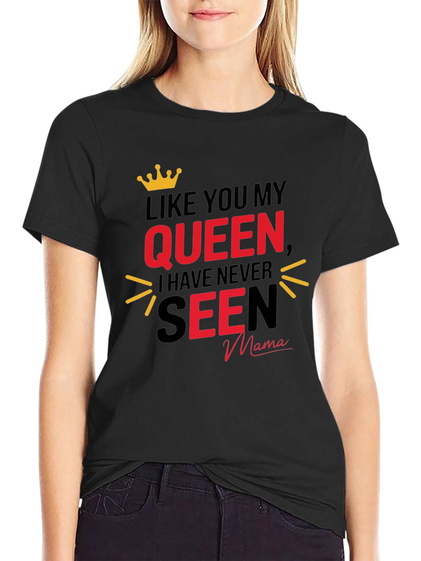 Queen Mama Graphic Tee - Black Crew Neck