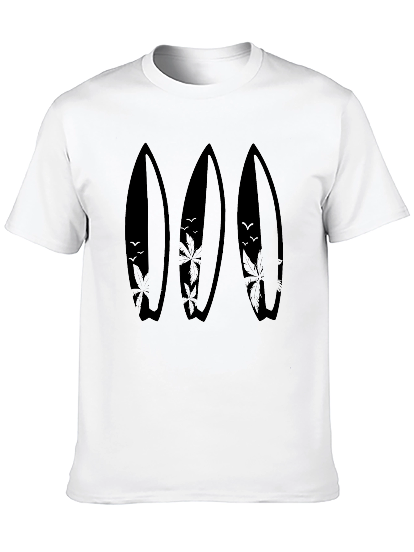 Surfboard Palm Tree Print Tee - Black