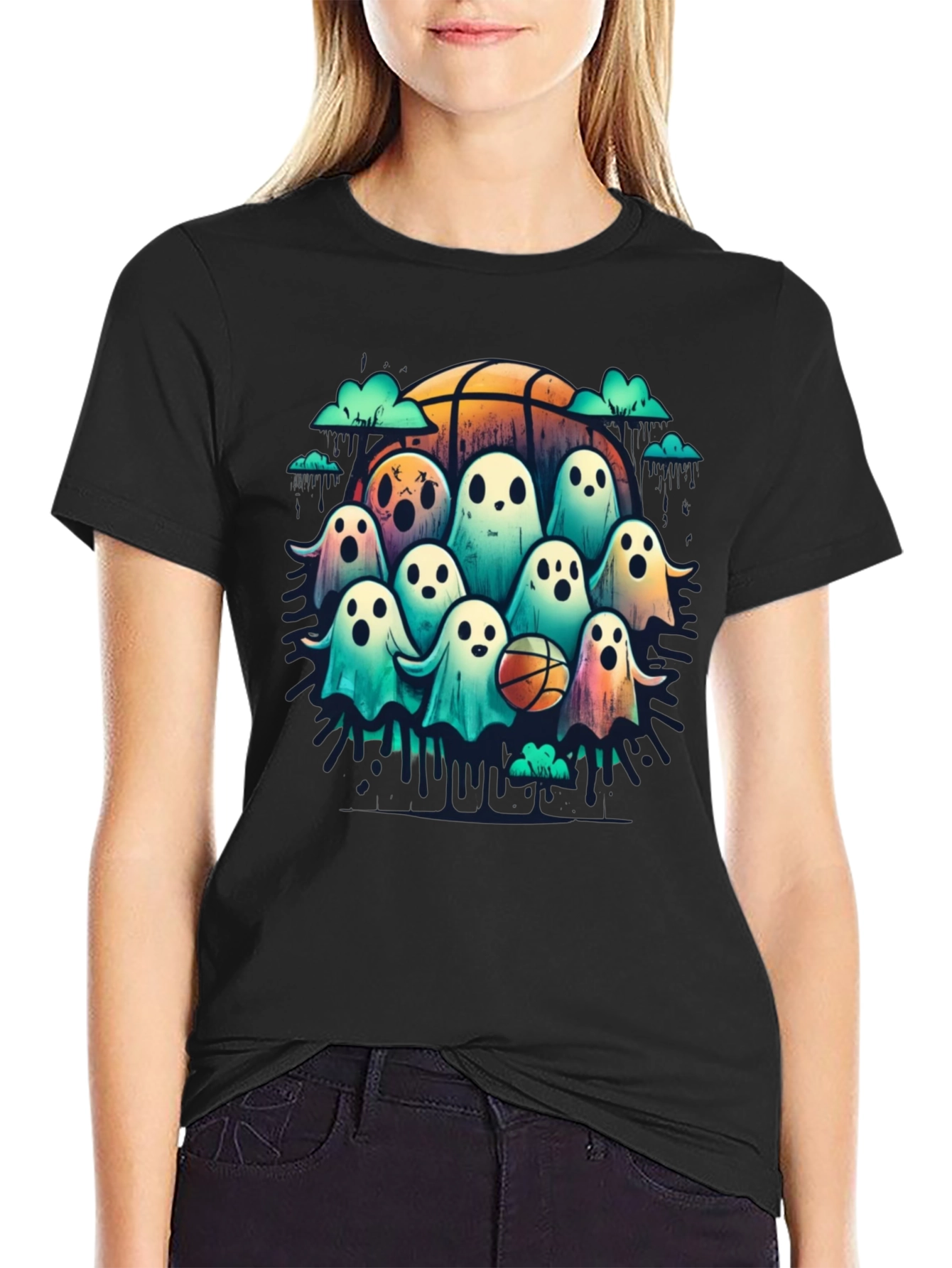 Ghostly Basketball Crew T-Shirt