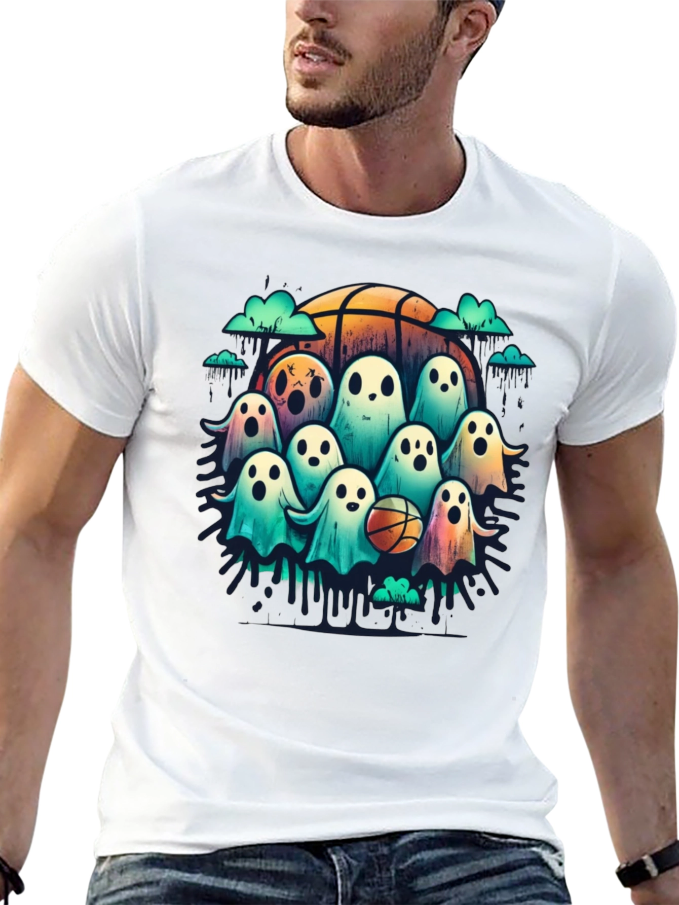 Ghostly Basketball Crew T-Shirt