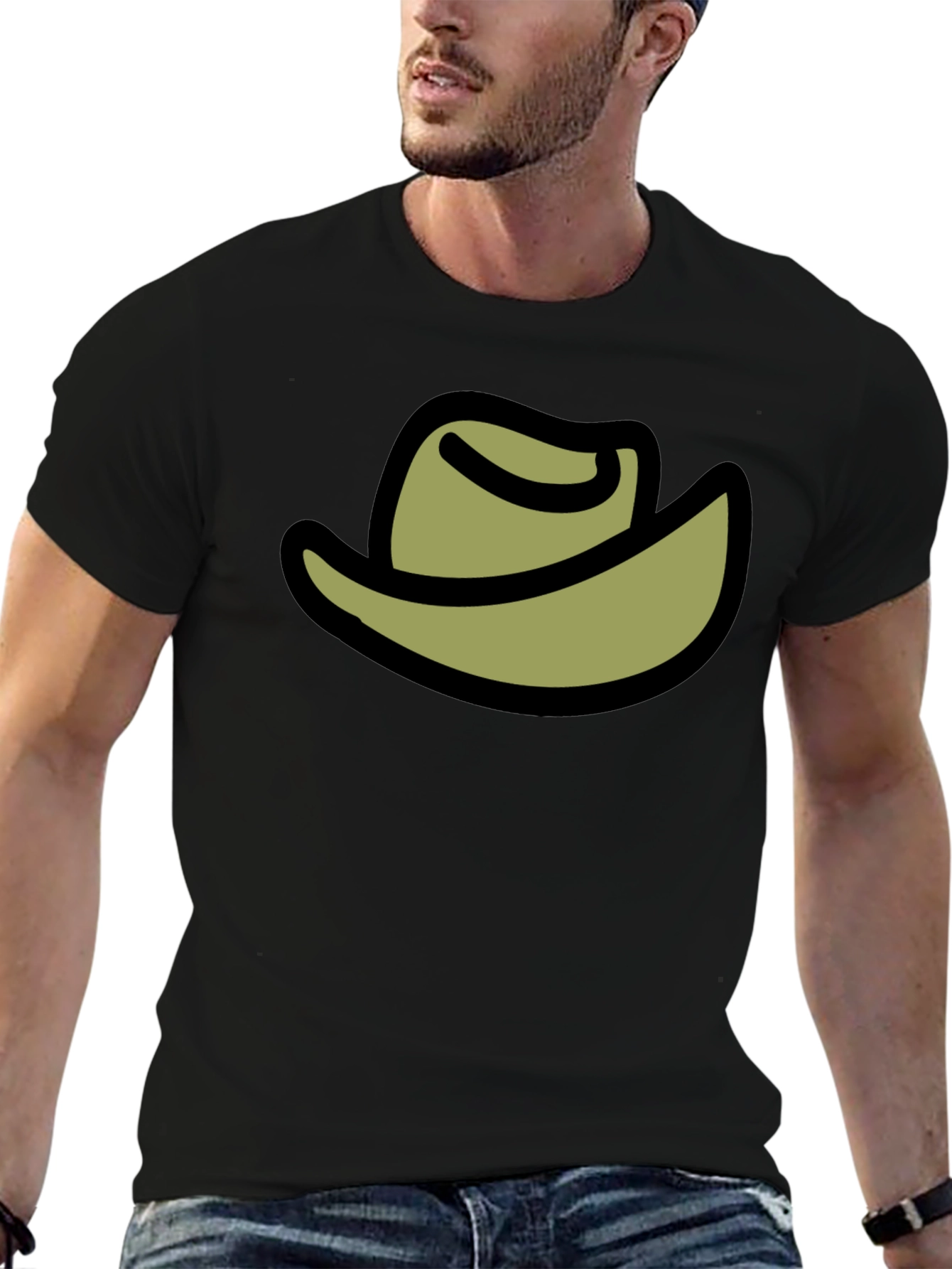 Cowboy Hat Graphic Tee - Black Cotton Blend