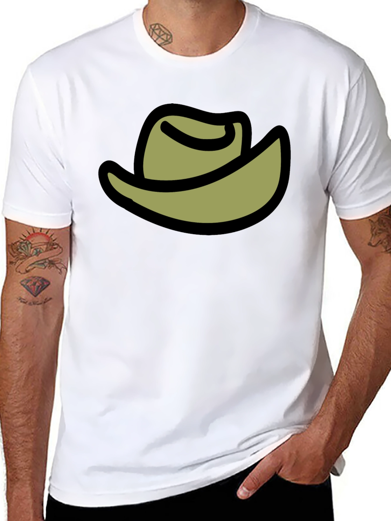 Cowboy Hat Graphic Tee - Black Cotton Blend
