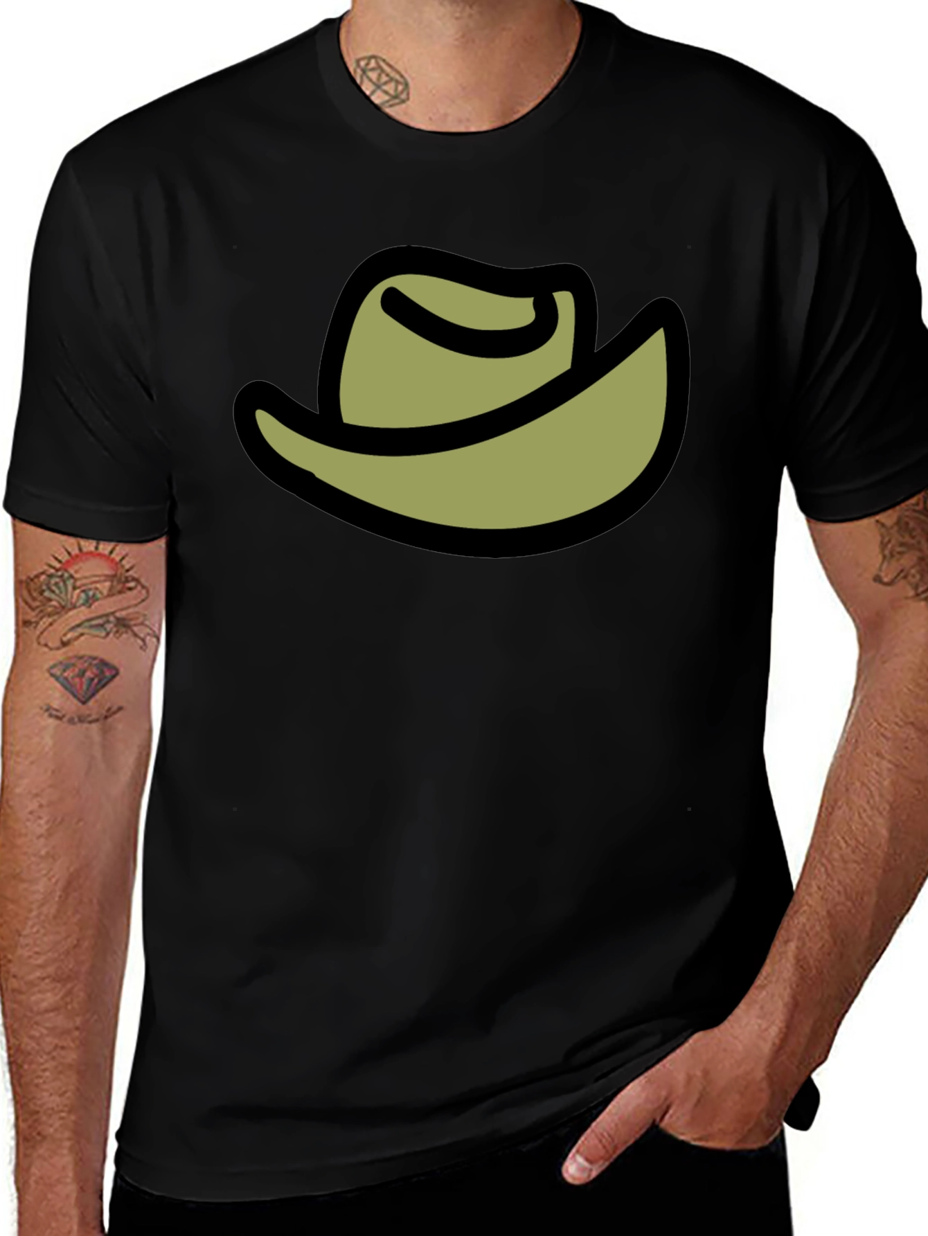Cowboy Hat Graphic Tee - Black Cotton Blend