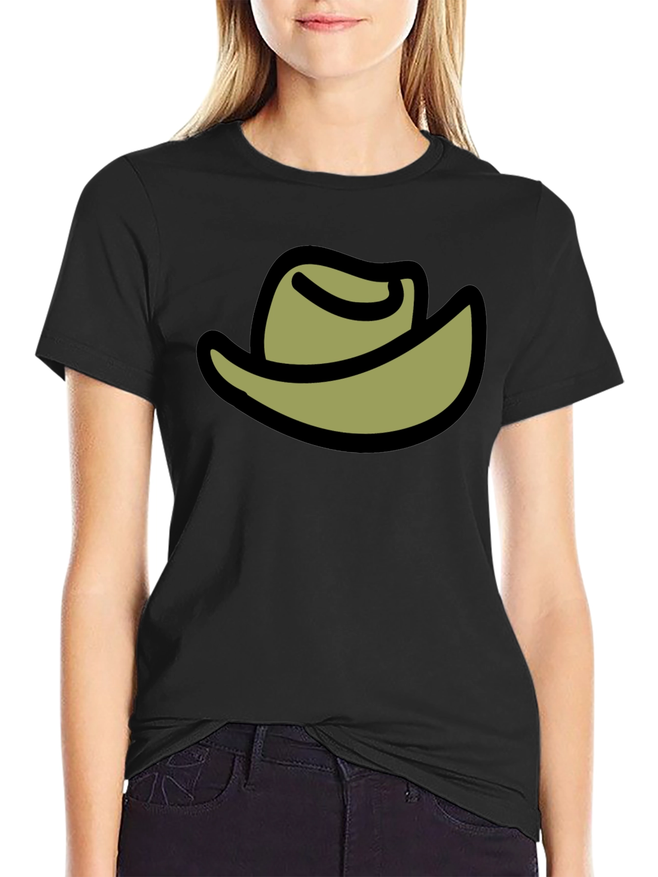 Cowboy Hat Graphic Tee - Black Cotton Blend