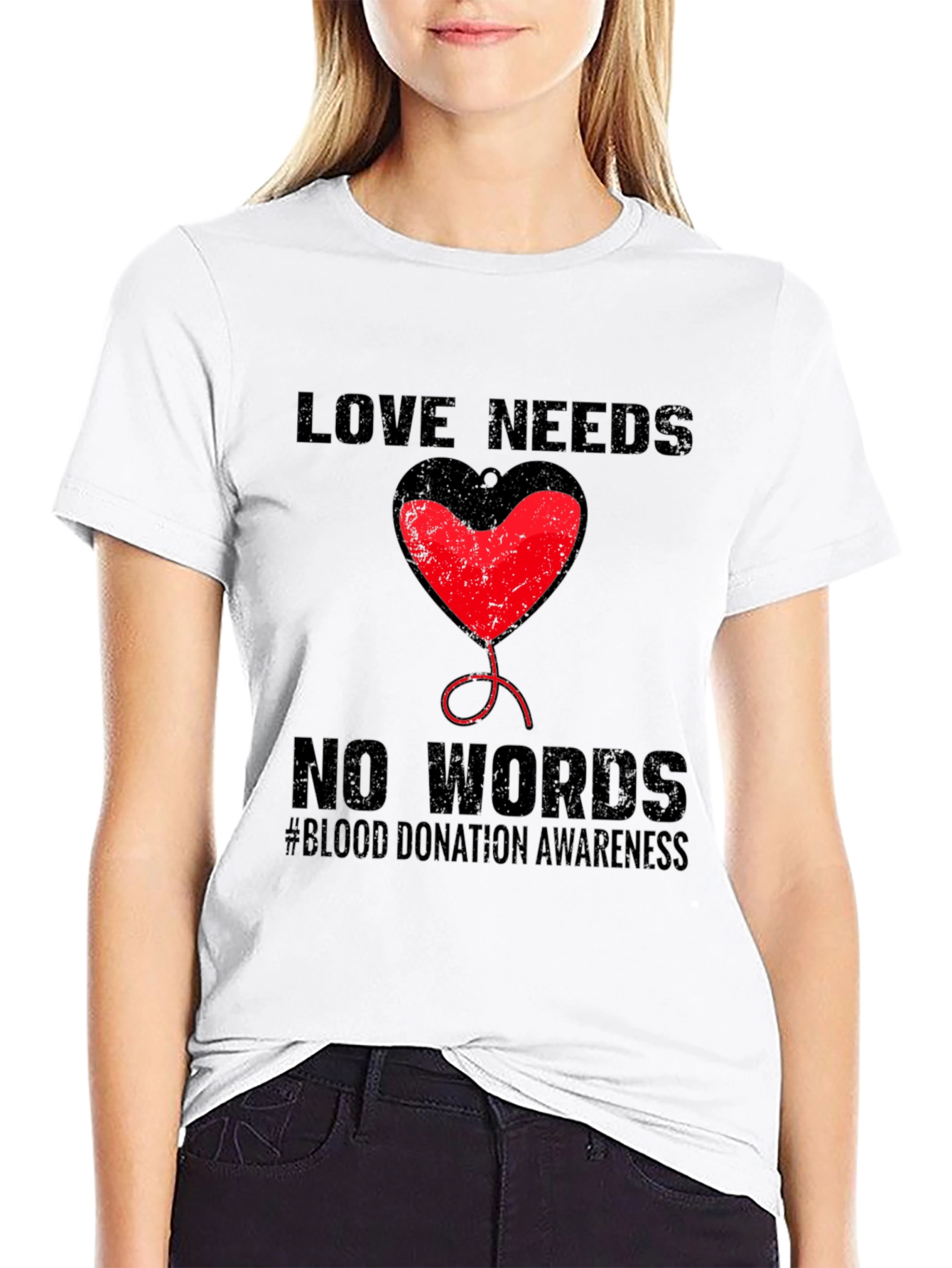 Love Needs No Words Blood Donation Awareness T-Shirt