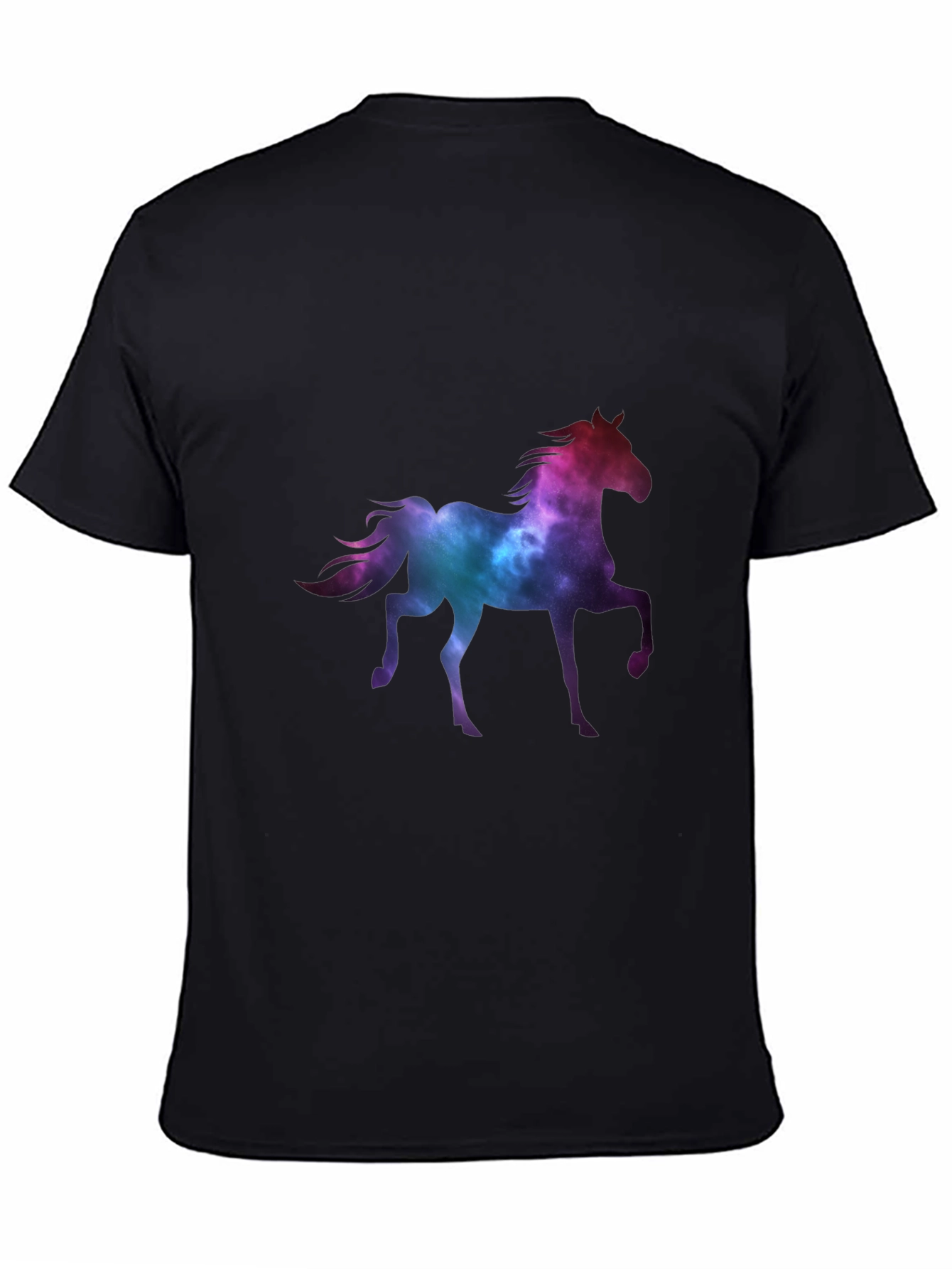 Galaxy Horse Graphic Tee - Trendy Black T-Shirt