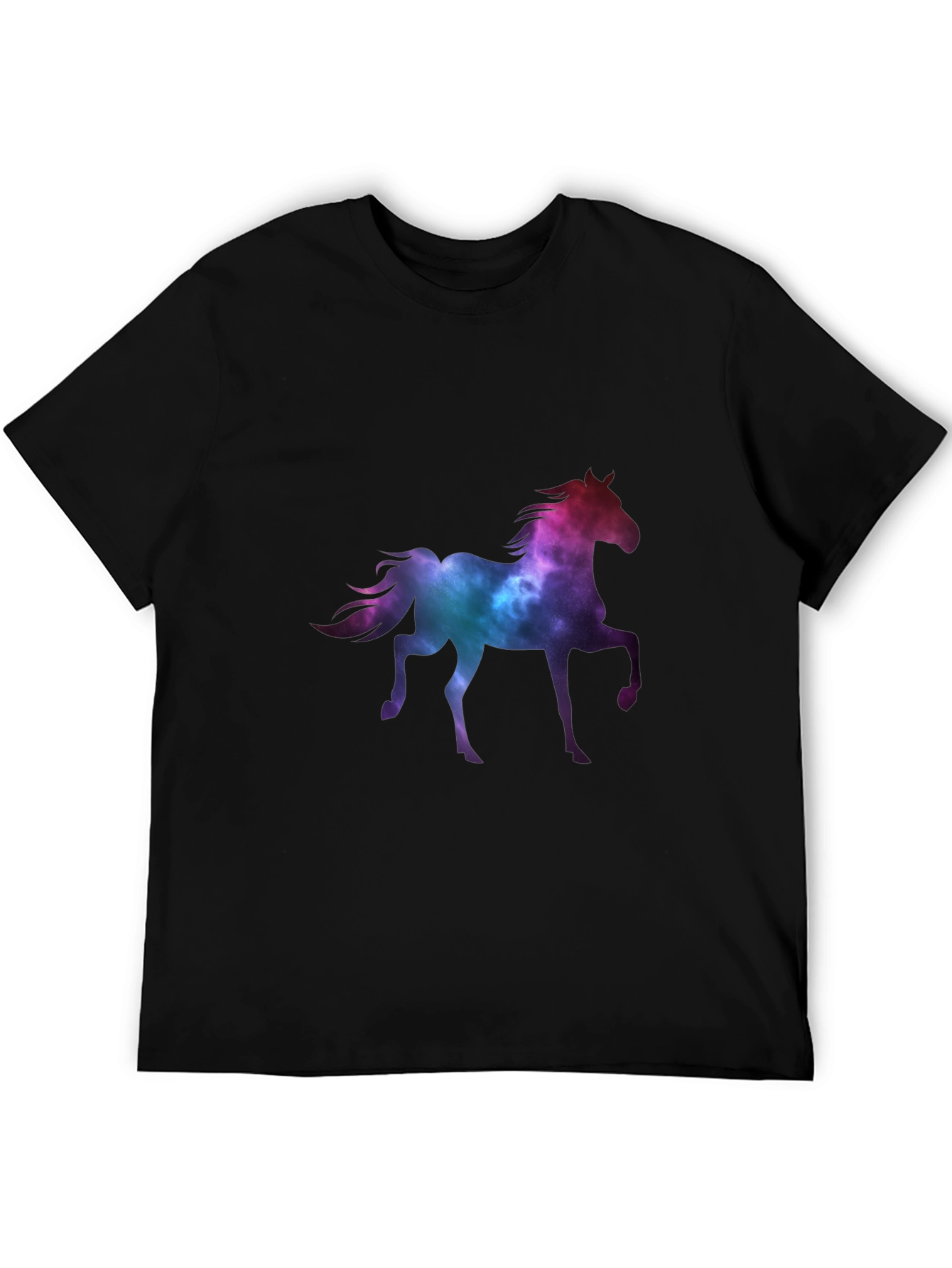 Galaxy Horse Graphic Tee - Trendy Black T-Shirt