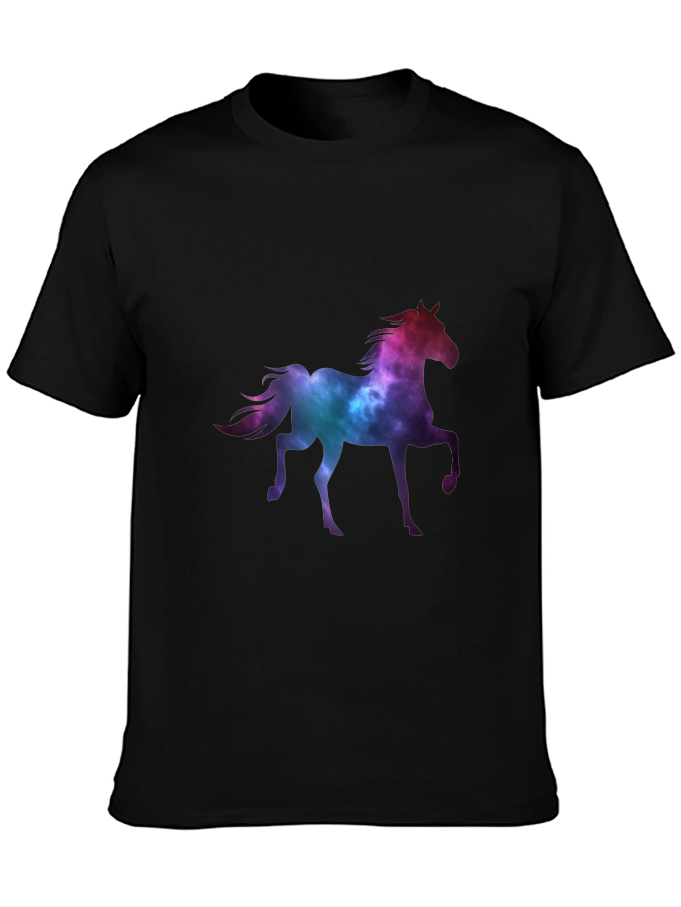Galaxy Horse Graphic Tee - Trendy Black T-Shirt