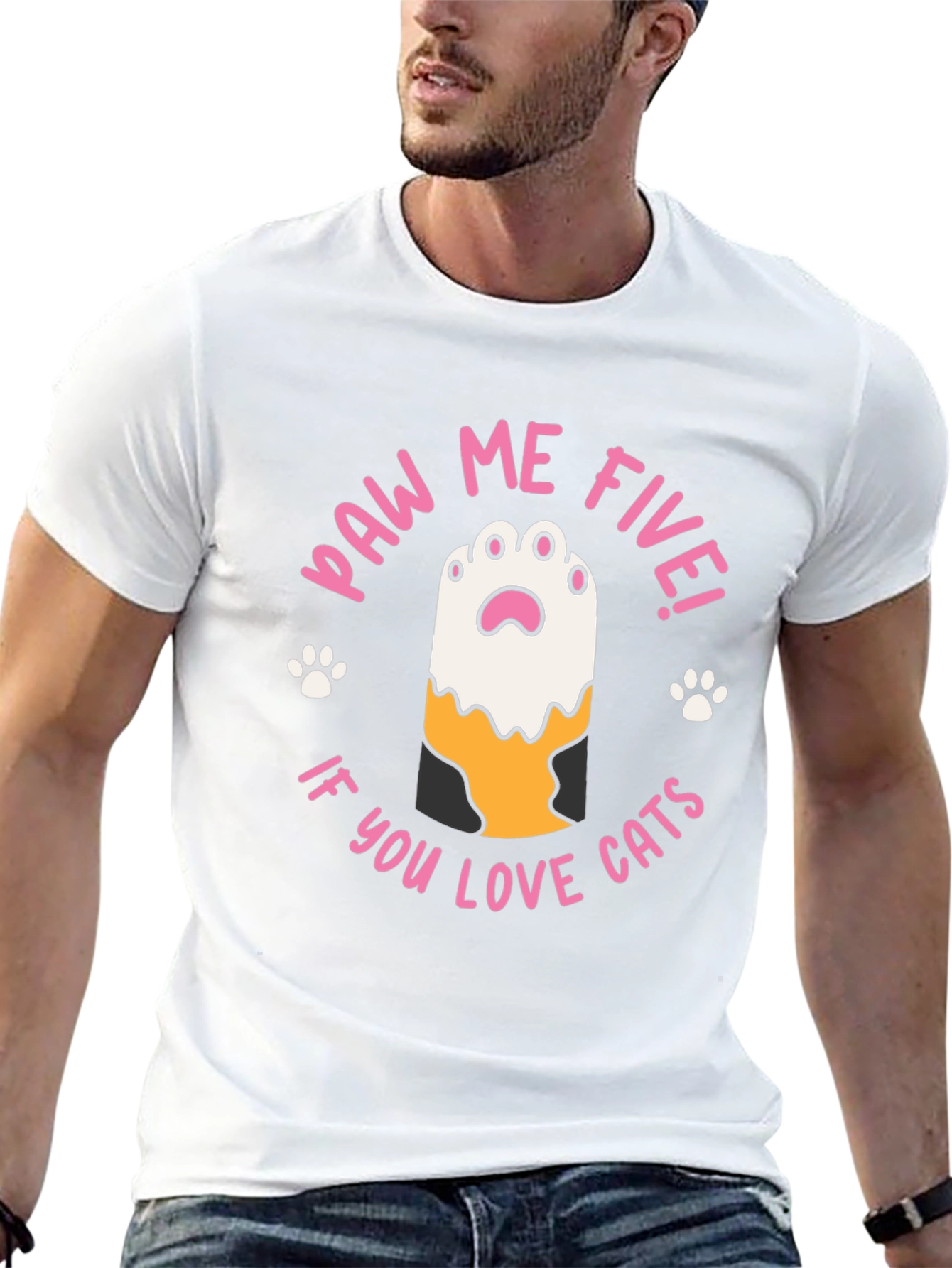 Paw Me Five! Cat Lovers Black T-Shirt