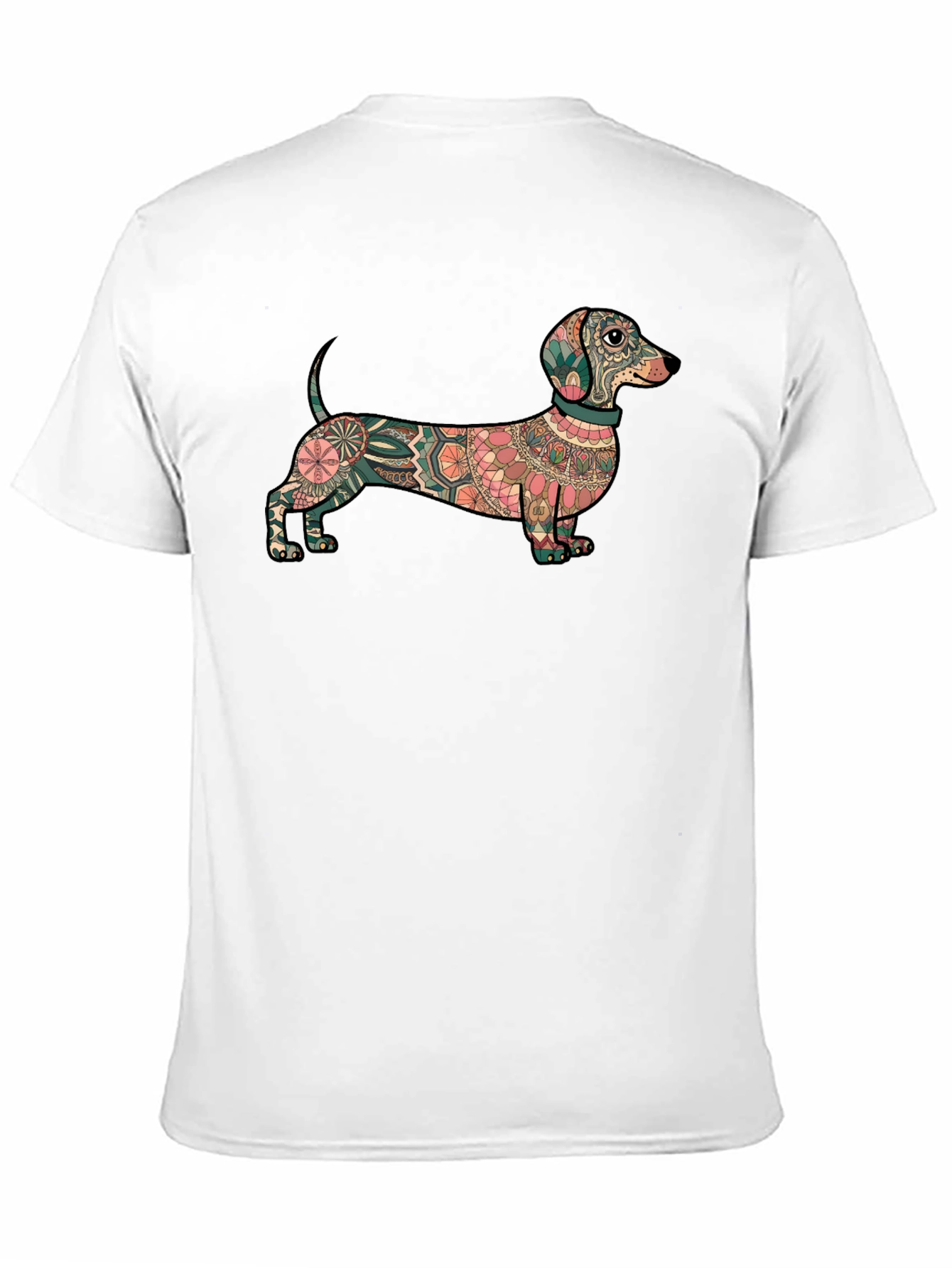 Dachshund Mandala Graphic Tee - Black Cotton T-Shirt