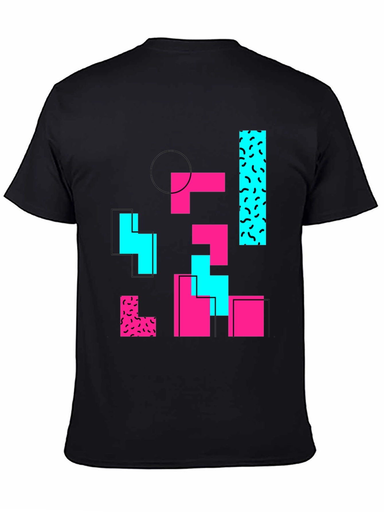 Retro Geometric T-Shirt - Black