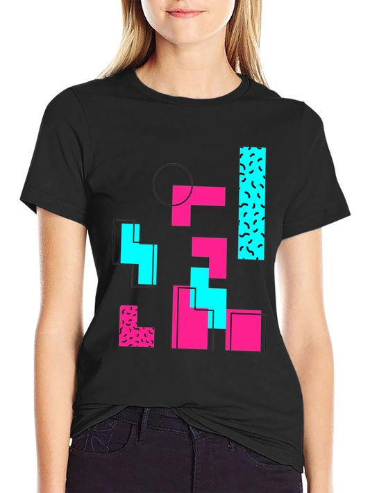 Retro Geometric T-Shirt - Black