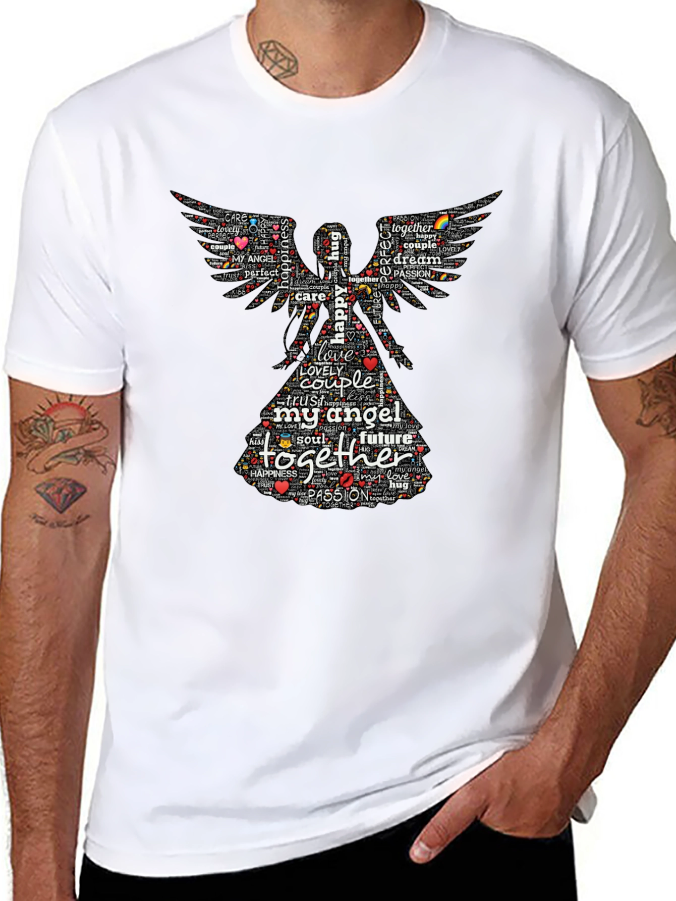 Angel Love Word Art Graphic T-Shirt