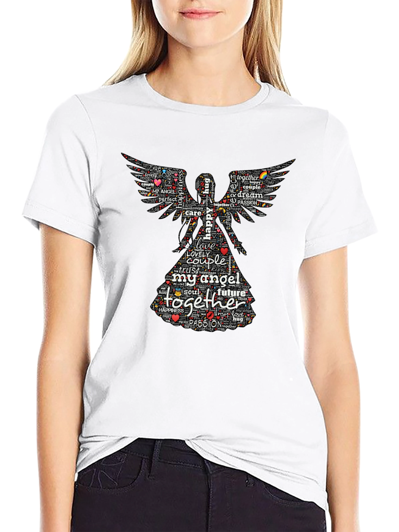 Angel Love Word Art Graphic T-Shirt