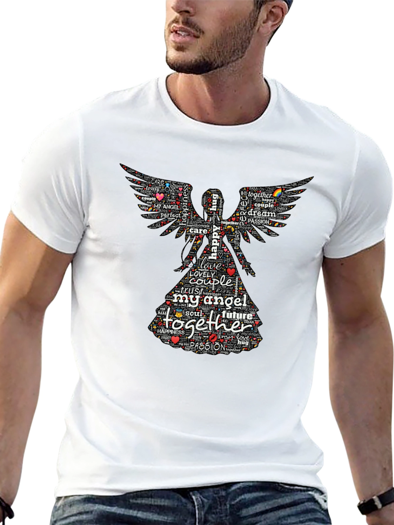 Angel Love Word Art Graphic T-Shirt