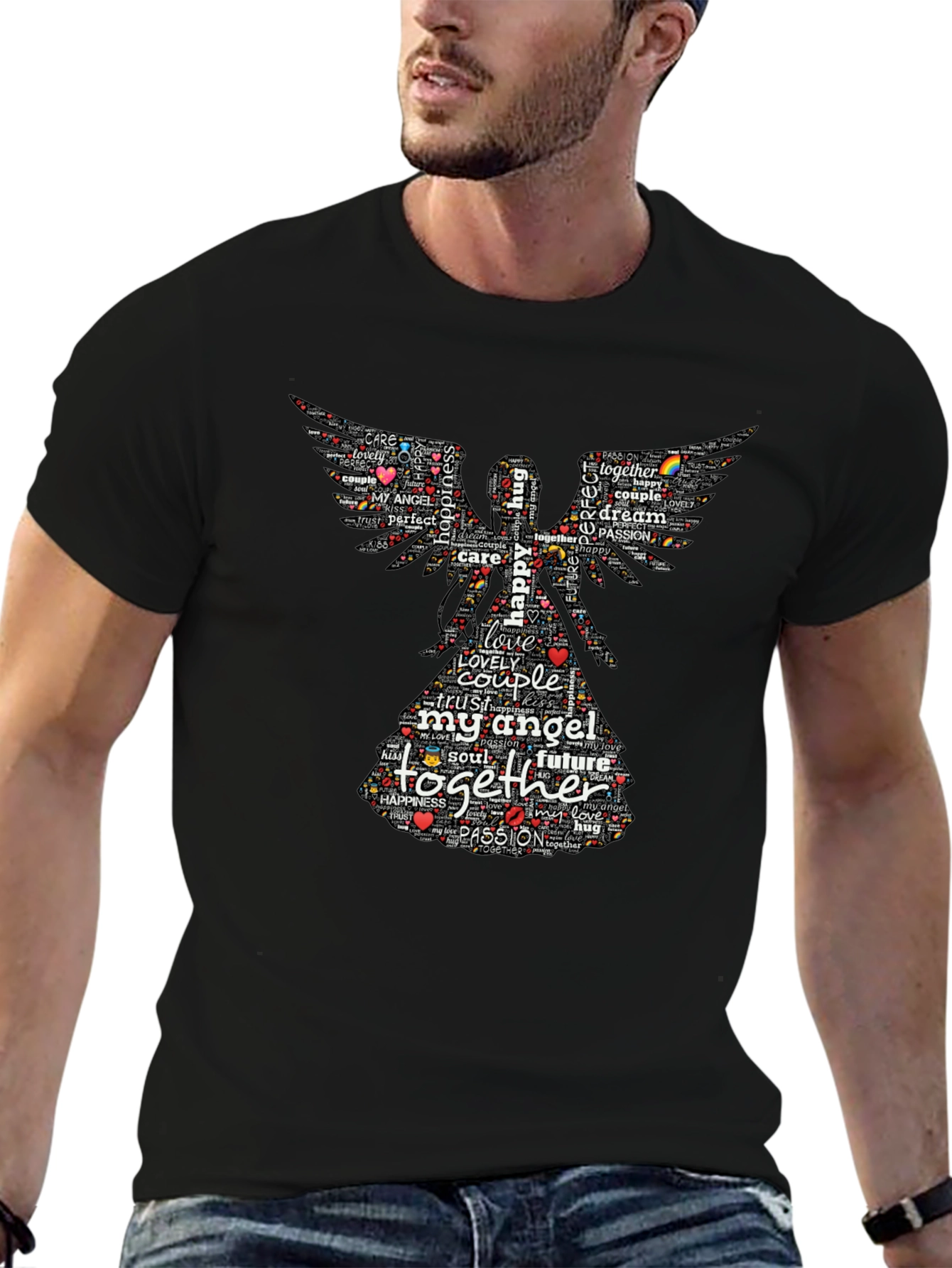 Angel Love Word Art Graphic T-Shirt