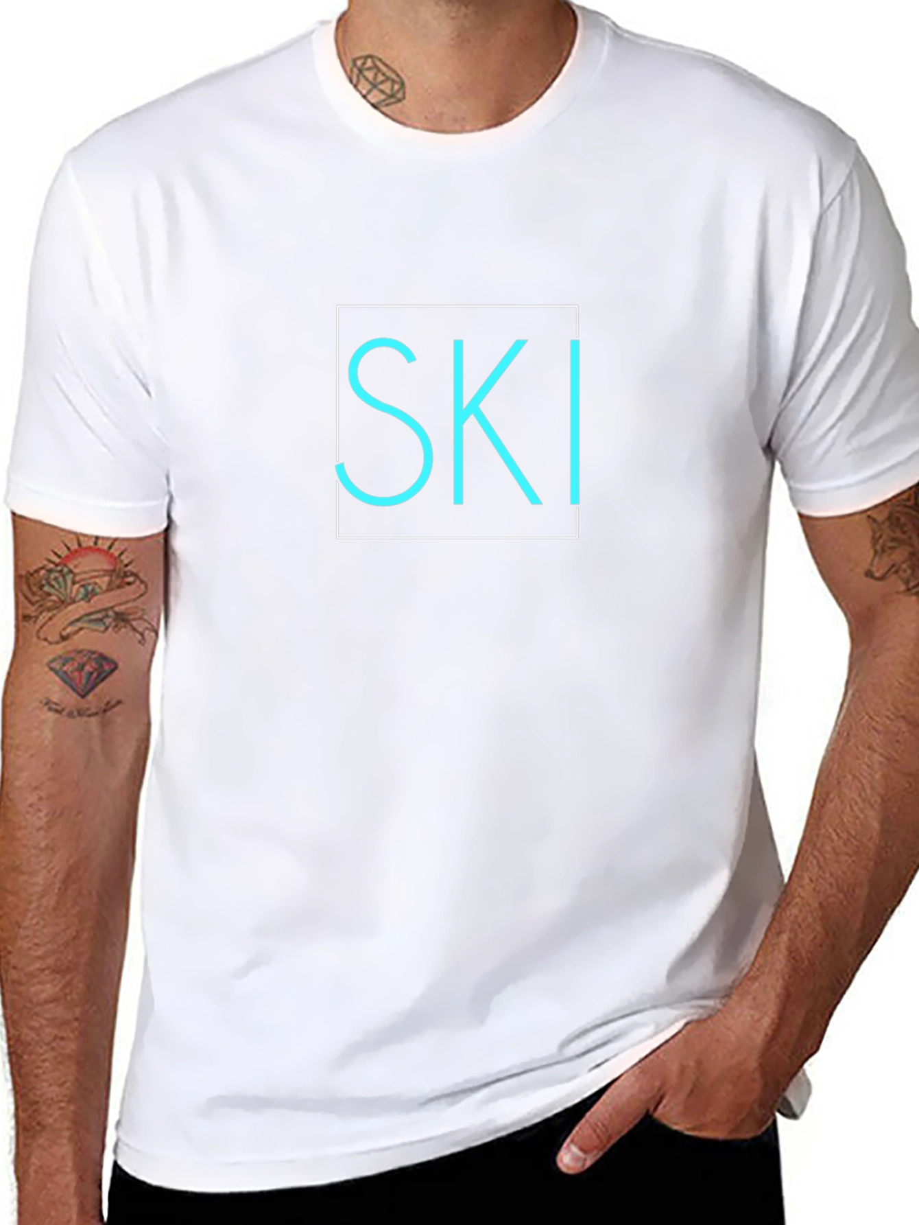 SKI Graphic Tee - Cool Aqua Design