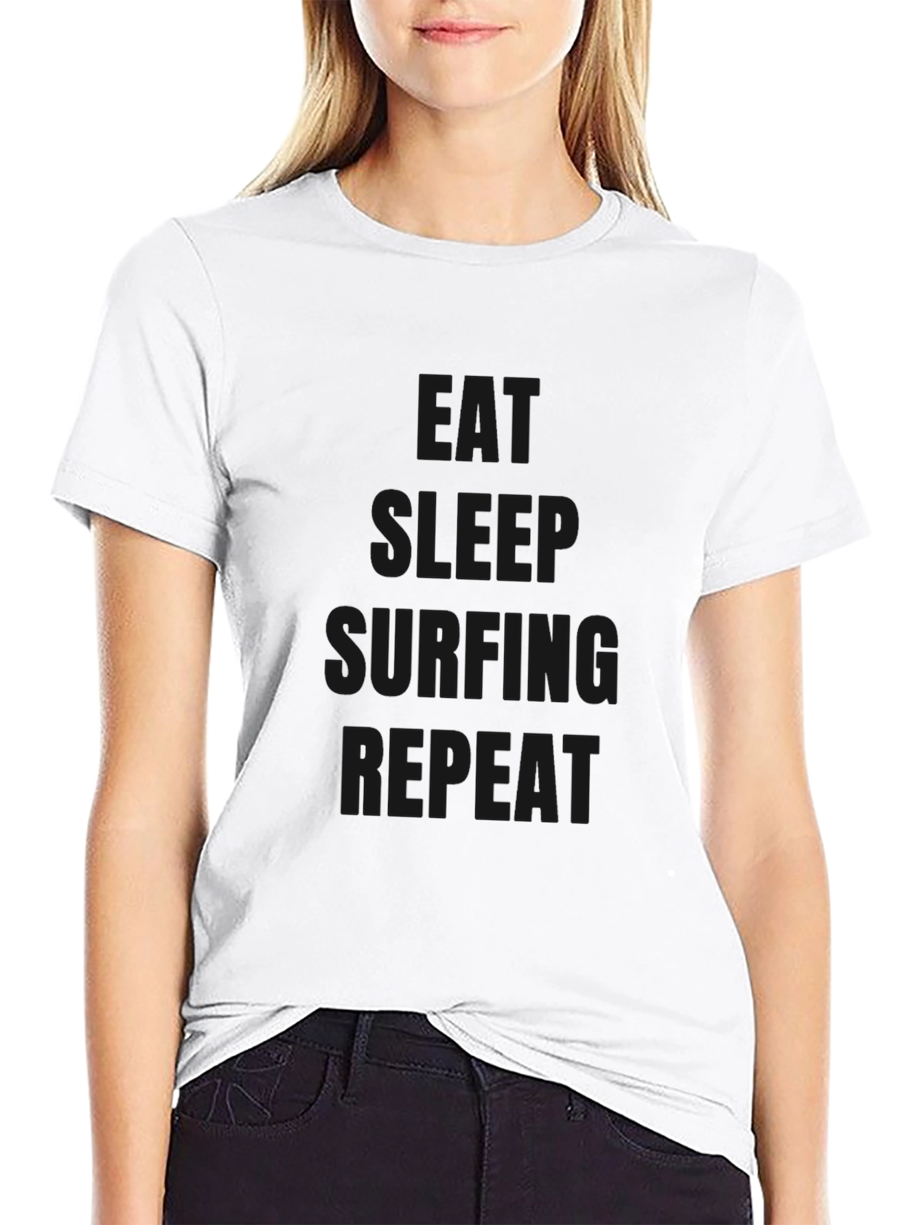 Eat Sleep Surfing Repeat Black T-Shirt