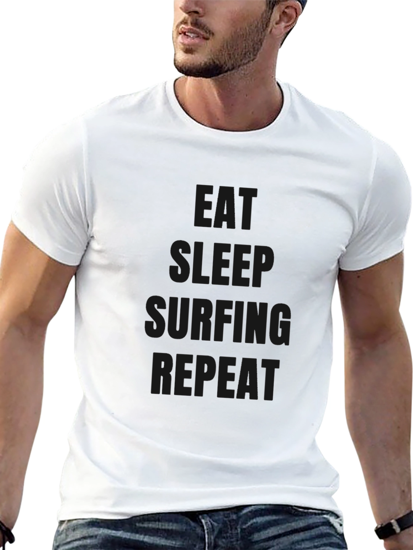 Eat Sleep Surfing Repeat Black T-Shirt