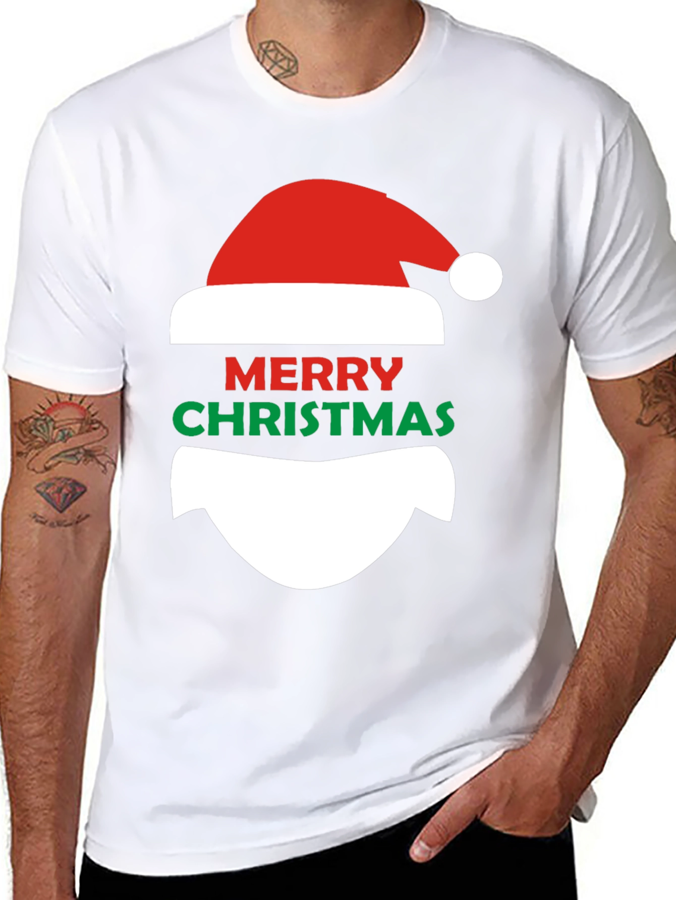 Merry Christmas Santa Face Graphic T-Shirt