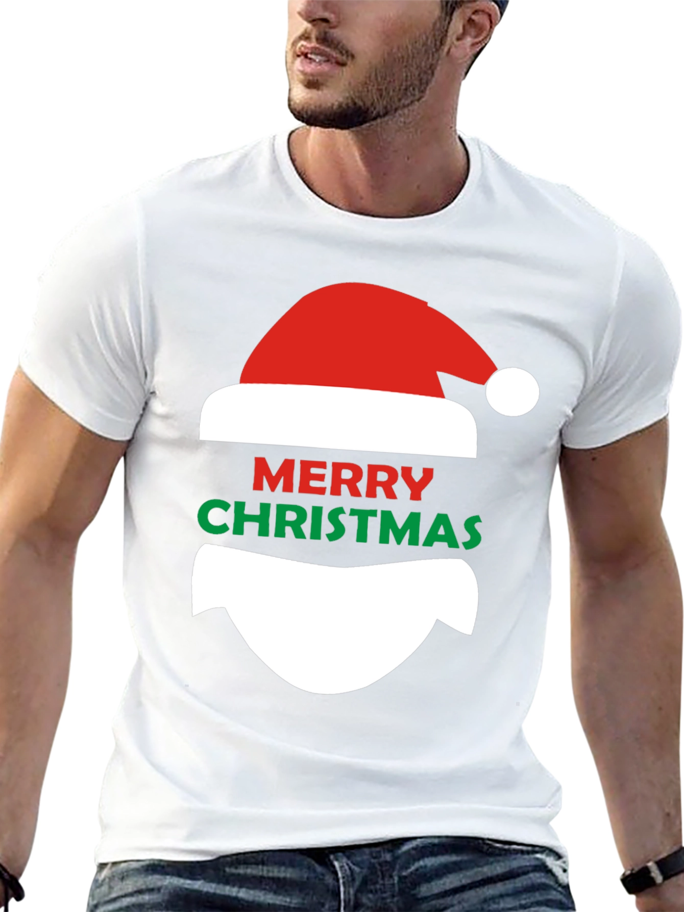 Merry Christmas Santa Face Graphic T-Shirt