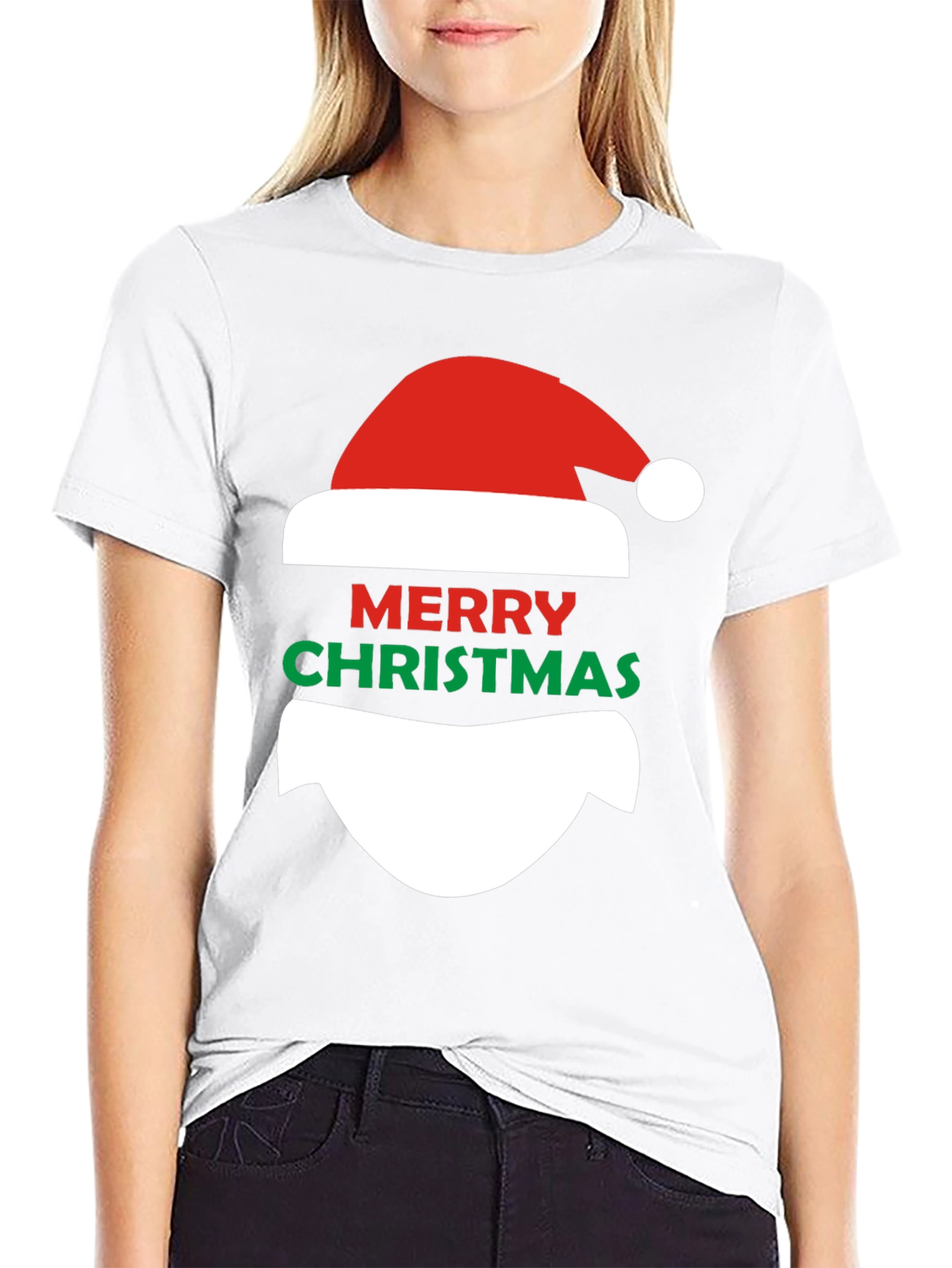 Merry Christmas Santa Face Graphic T-Shirt