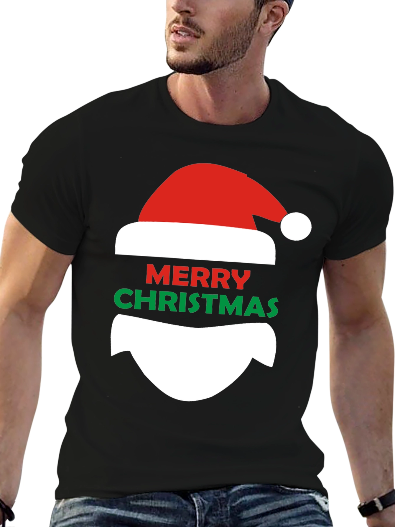 Merry Christmas Santa Face Graphic T-Shirt