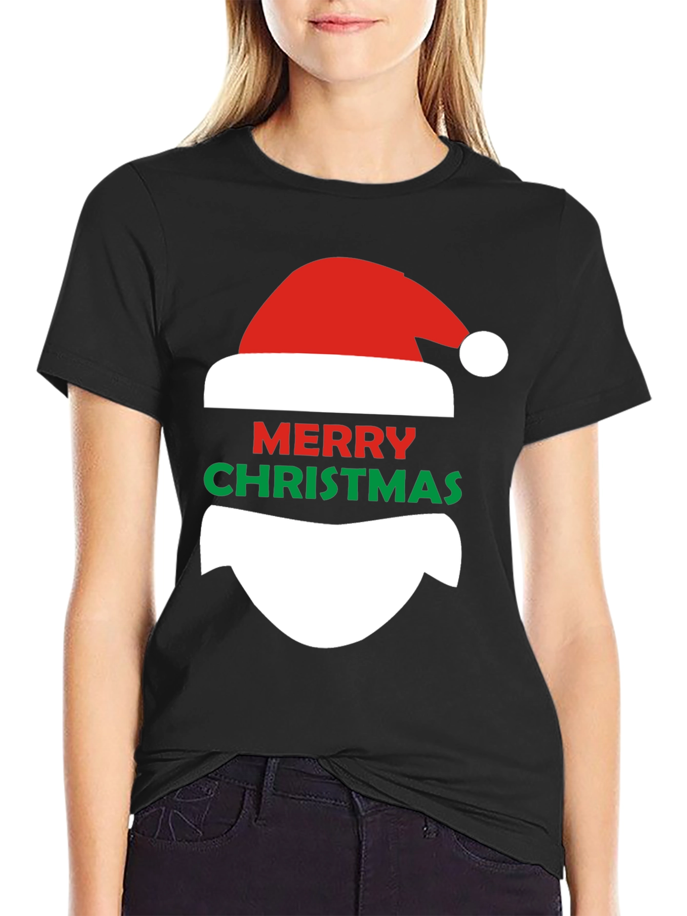 Merry Christmas Santa Face Graphic T-Shirt