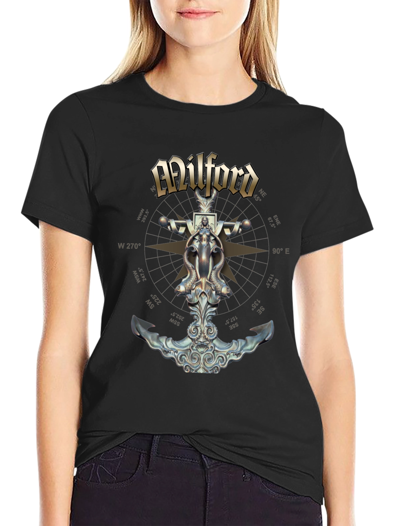 Milford Nautical Anchor T-Shirt - Compass Design