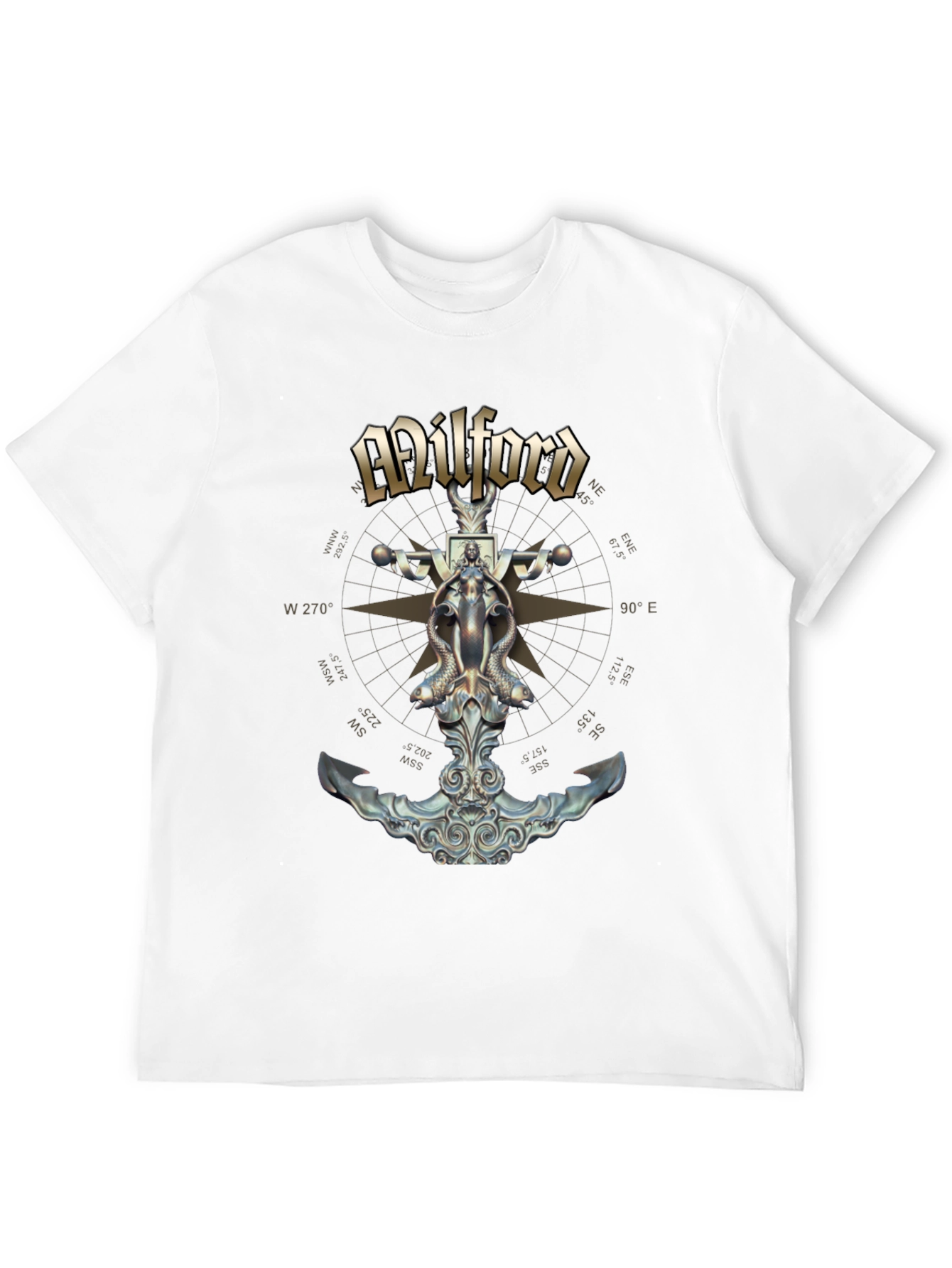 Milford Nautical Anchor T-Shirt - Compass Design